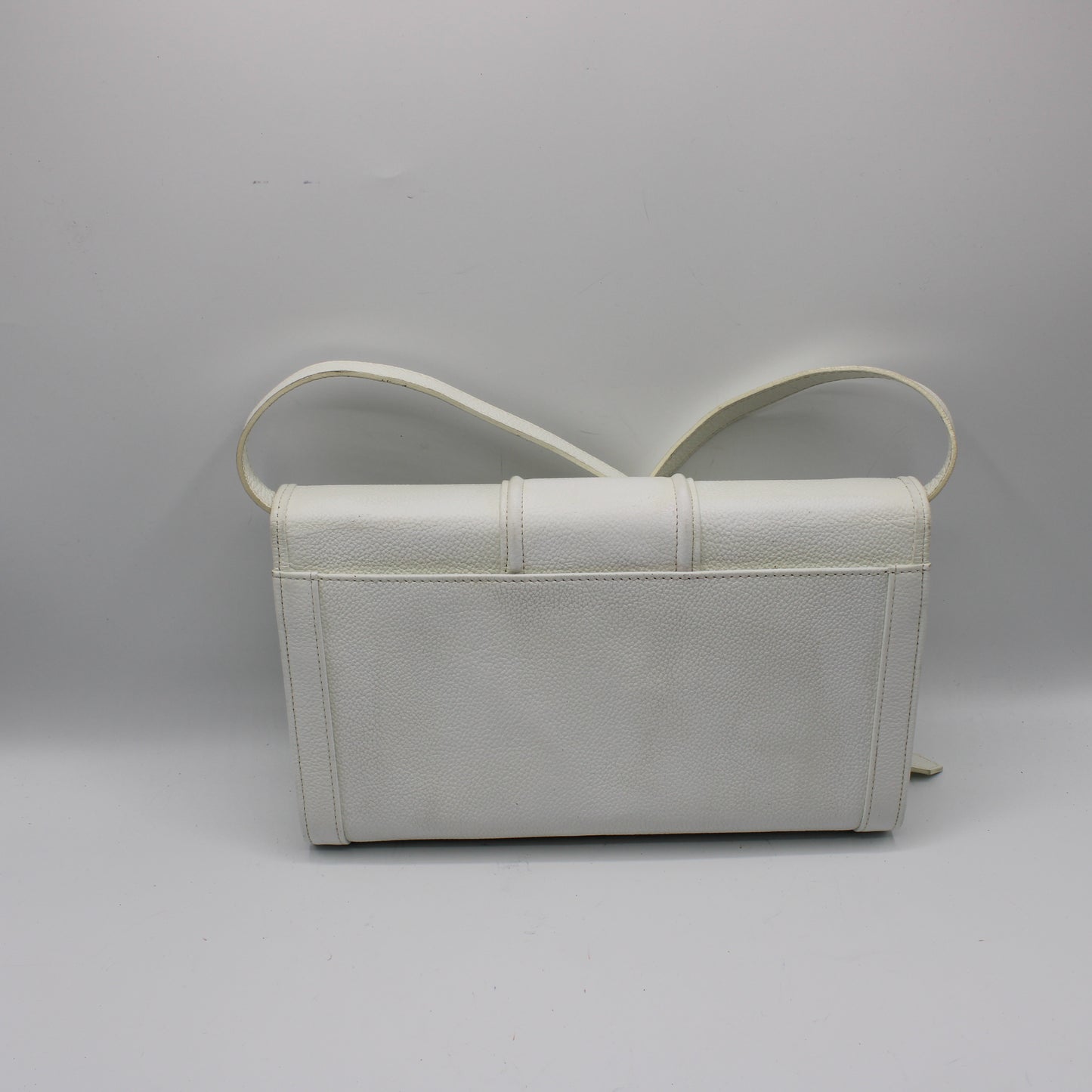 Yves Saint Laurent White Leather Gold Buckle Crossbody Clutch Bag