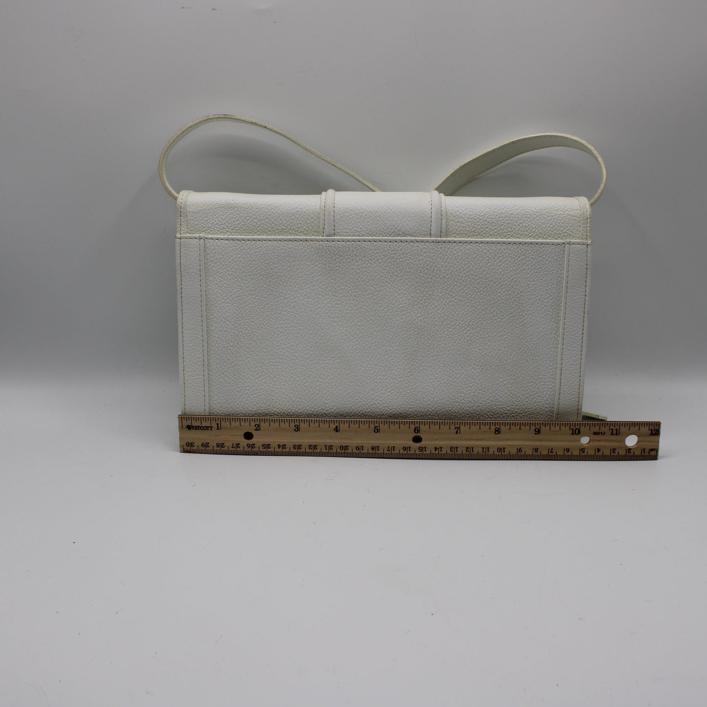 Yves Saint Laurent White Leather Gold Buckle Crossbody Clutch Bag