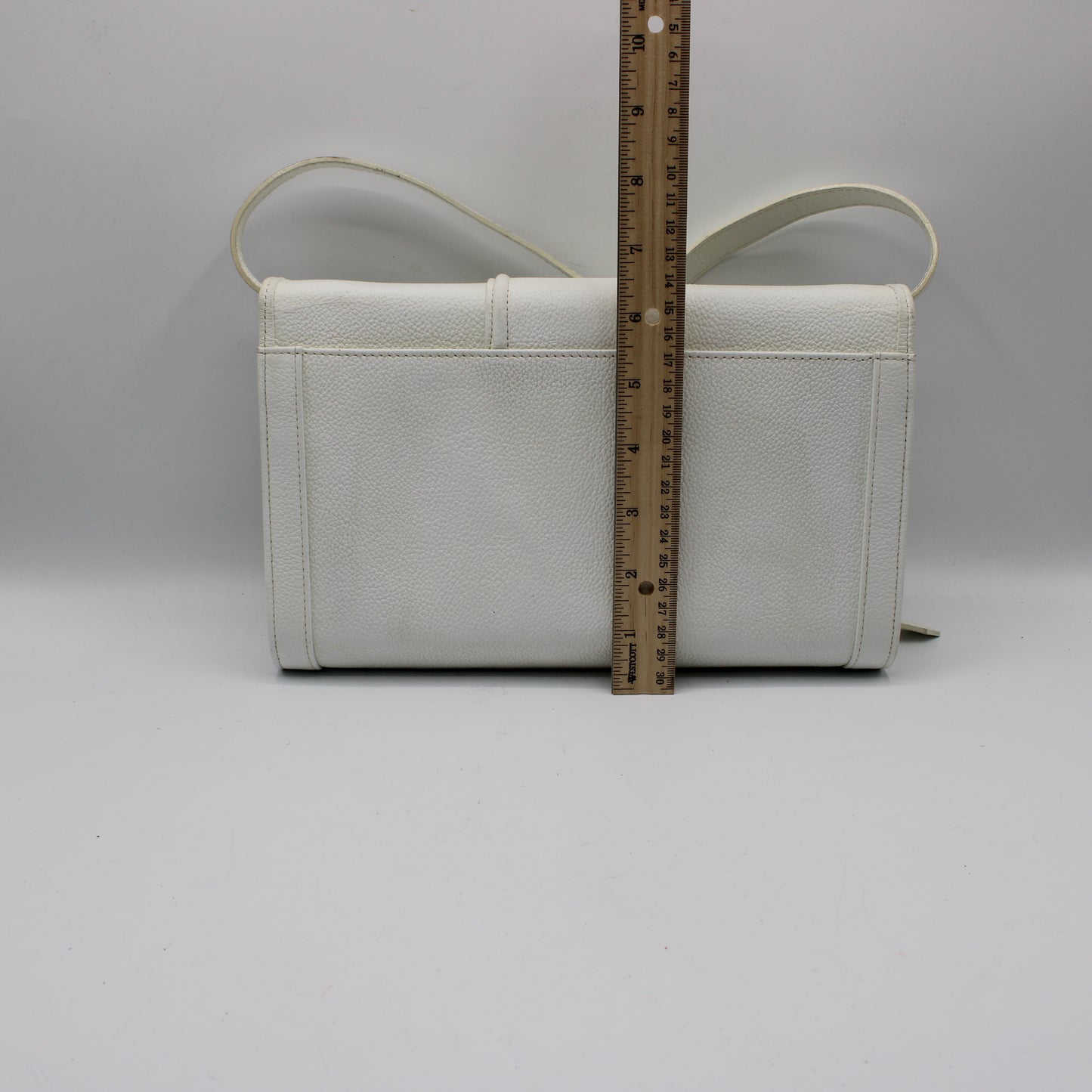 Yves Saint Laurent White Leather Gold Buckle Crossbody Clutch Bag