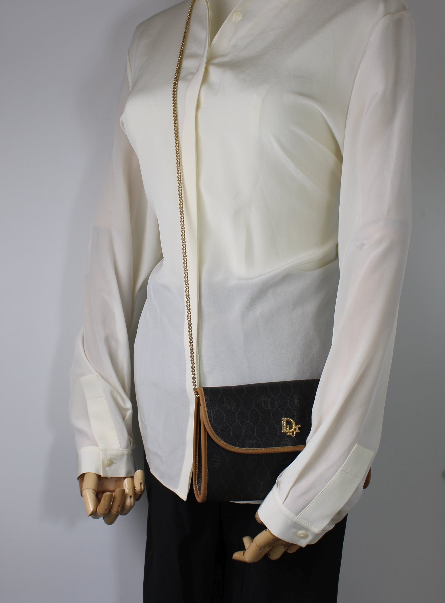 Christian Dior Brown Leather Honeycomb Crossbody Bag