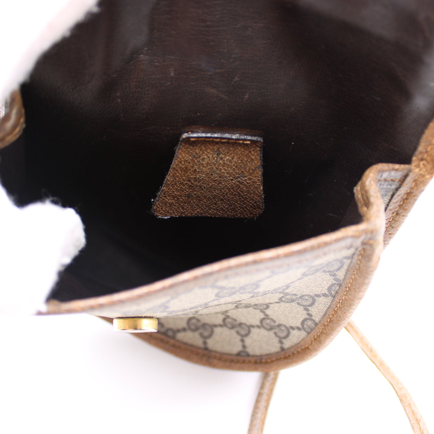 Gucci Beige GG Canvas Leather Trim Oval Crossbody Bag