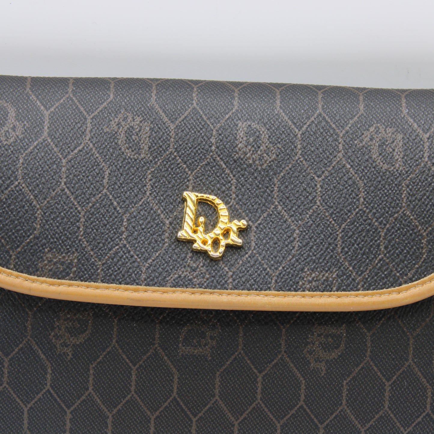 Christian Dior Brown Leather Honeycomb Crossbody Bag