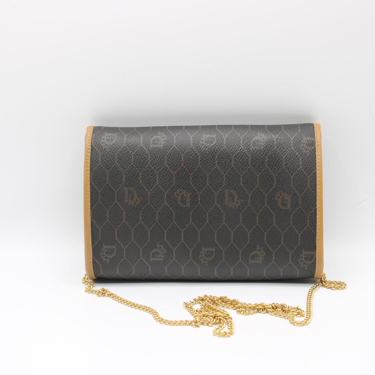 Christian Dior Brown Leather Honeycomb Crossbody Bag