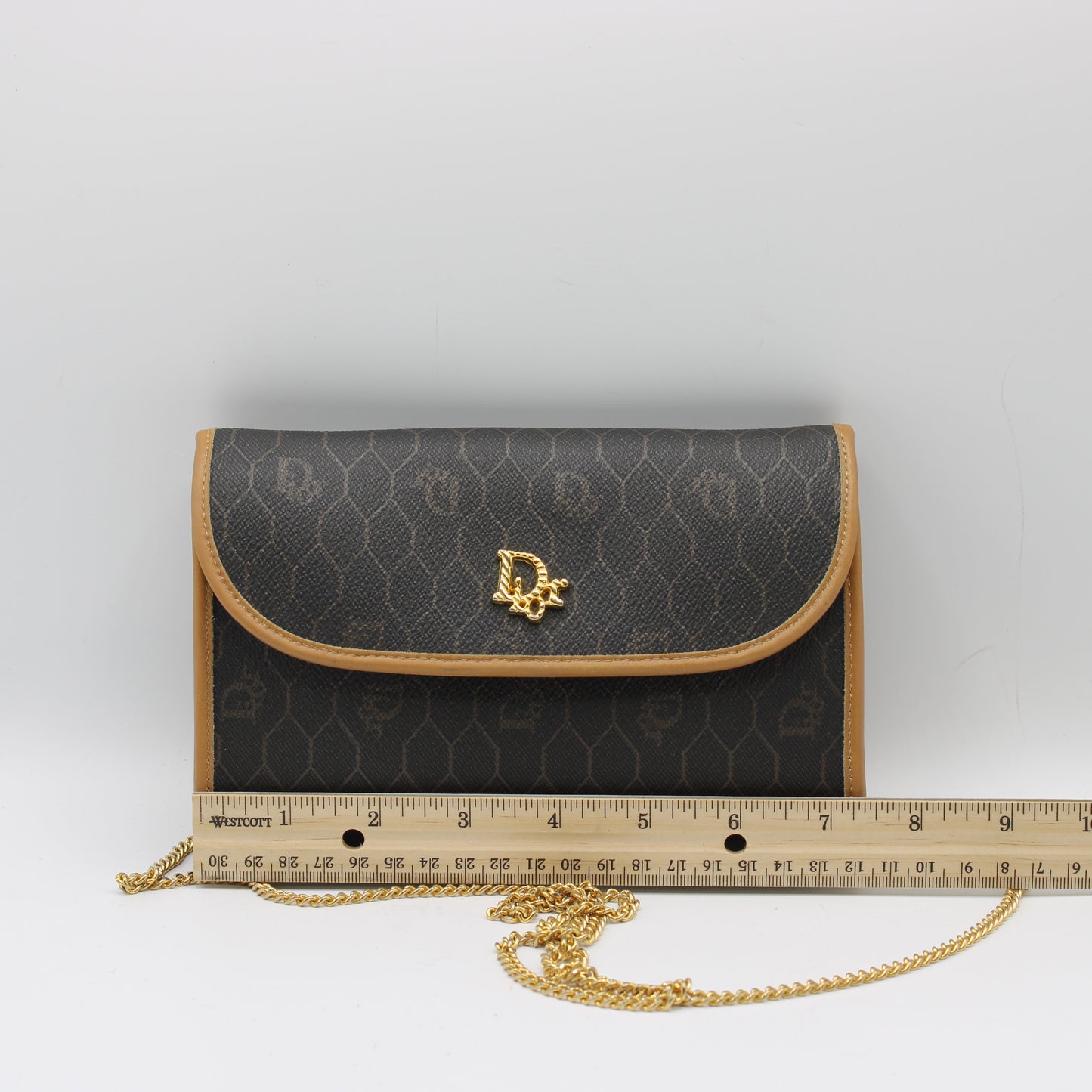 Christian Dior Brown Leather Honeycomb Crossbody Bag