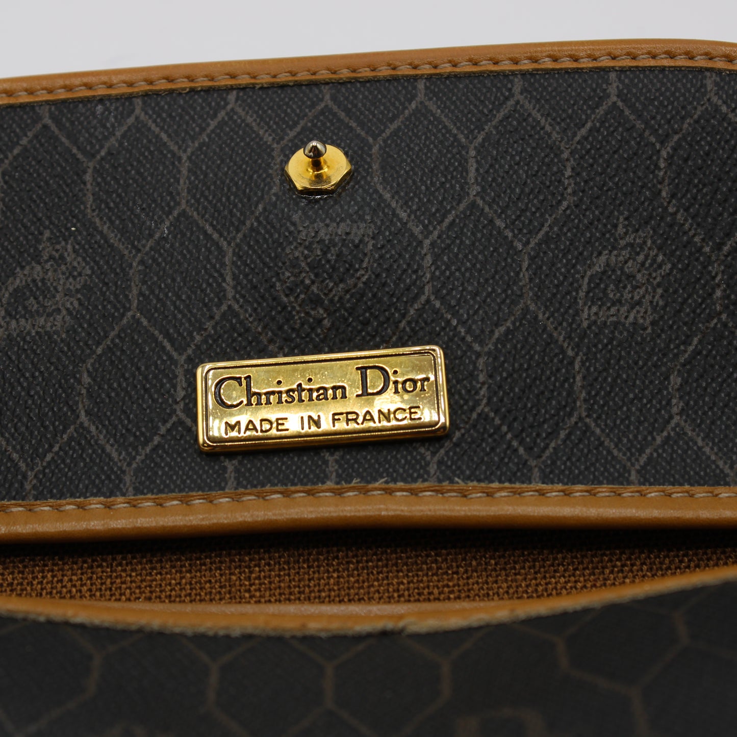 Christian Dior Brown Leather Honeycomb Crossbody Bag