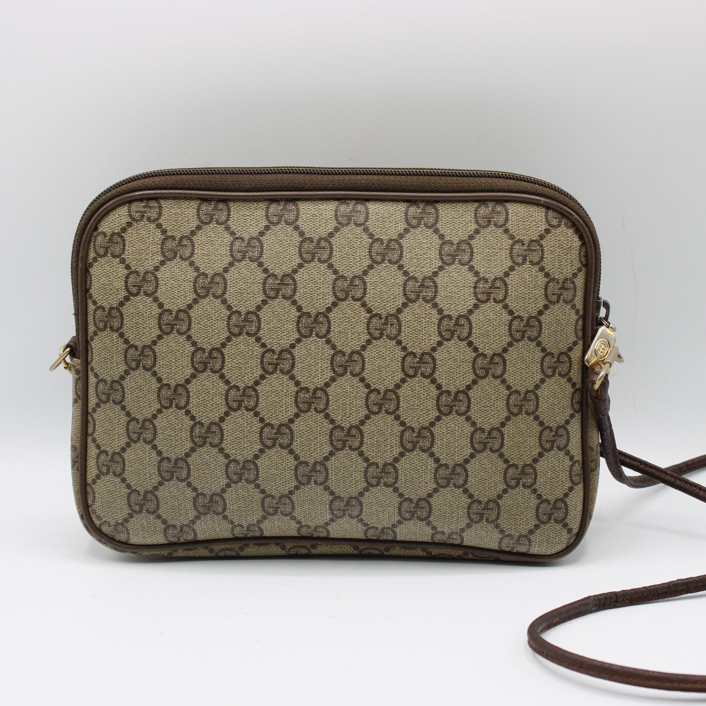 Gucci Brown GG Canvas and Leather Crossbody Pouch Bag