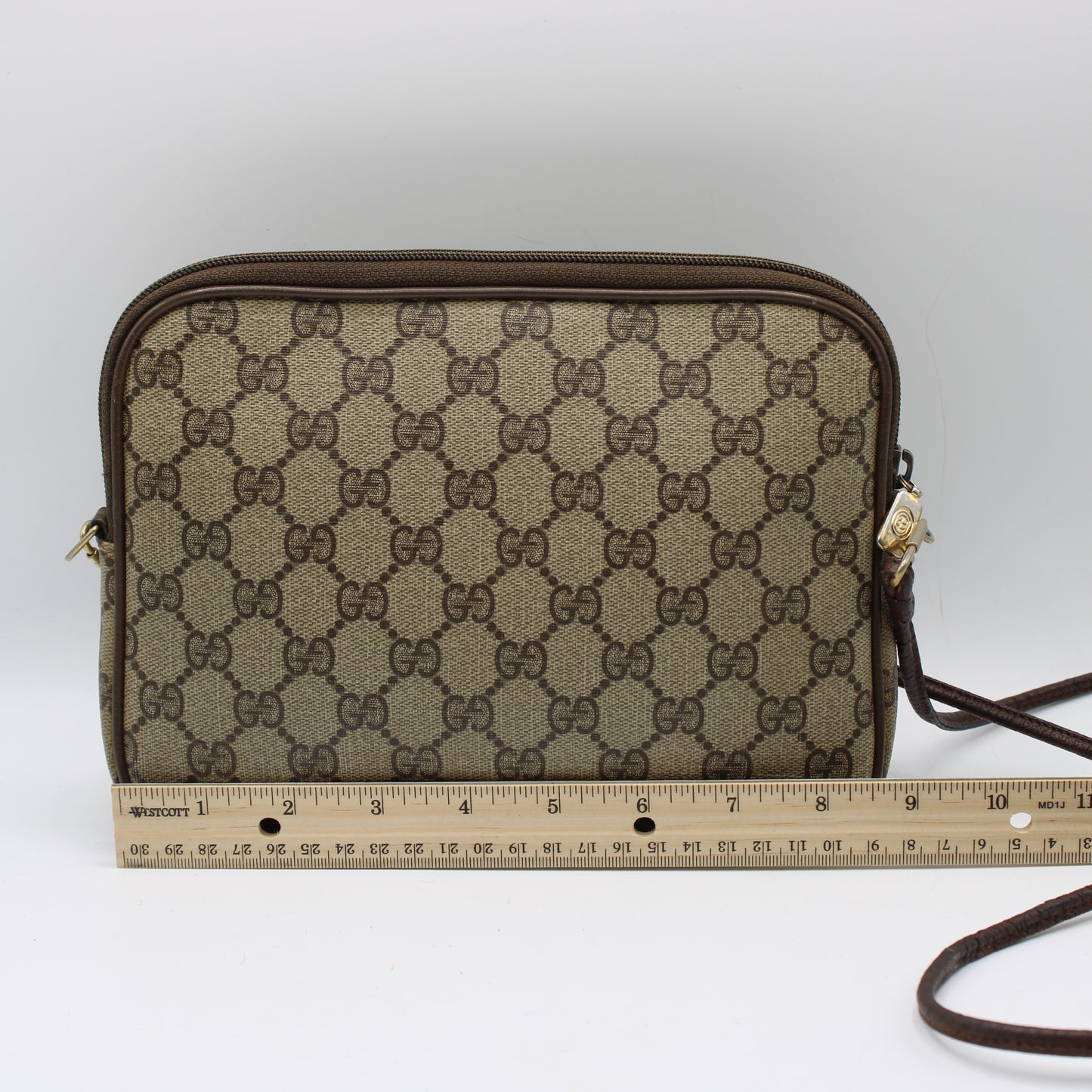 Gucci Brown GG Canvas and Leather Crossbody Pouch Bag