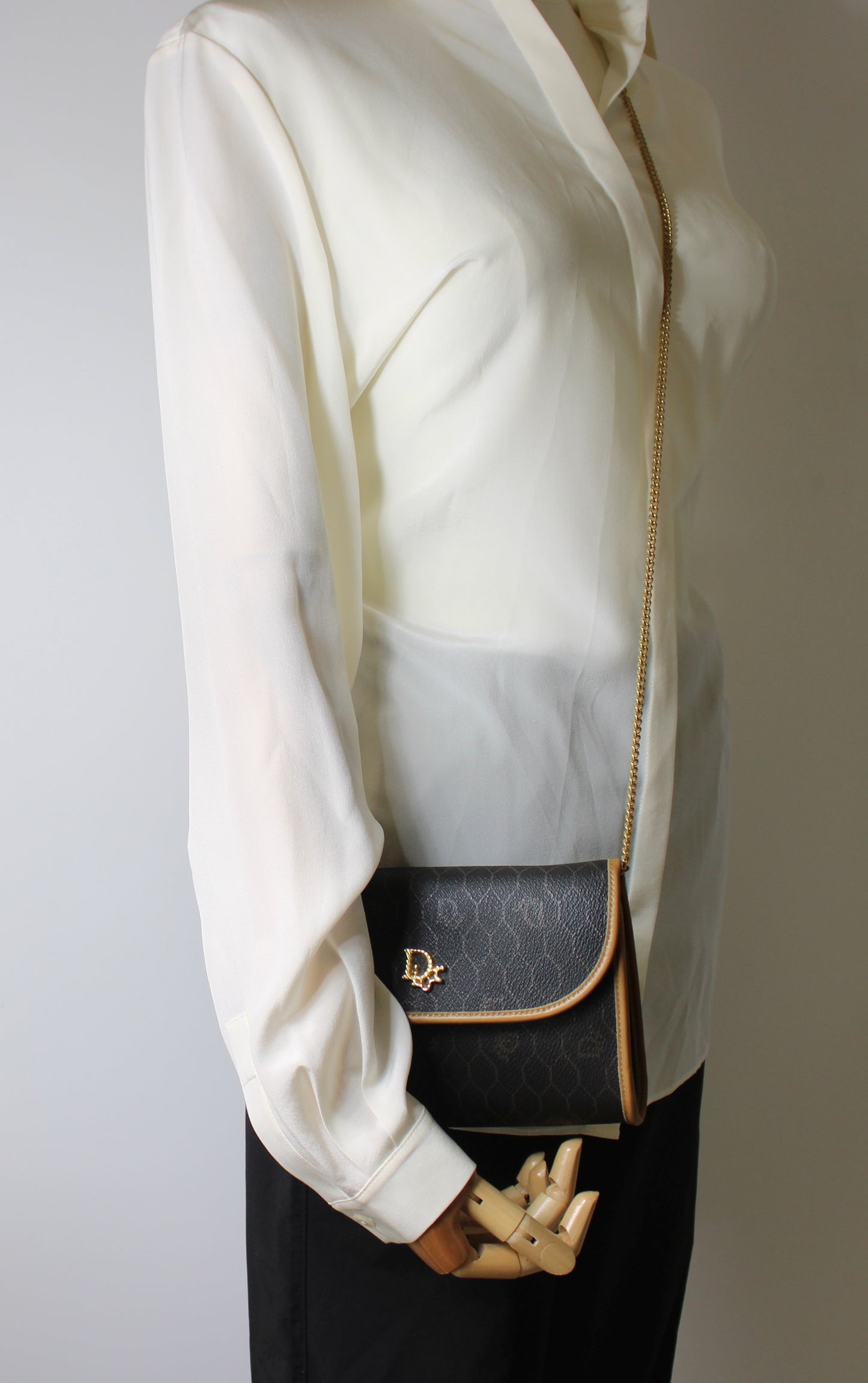 Christian Dior Brown Leather Honeycomb Crossbody Bag
