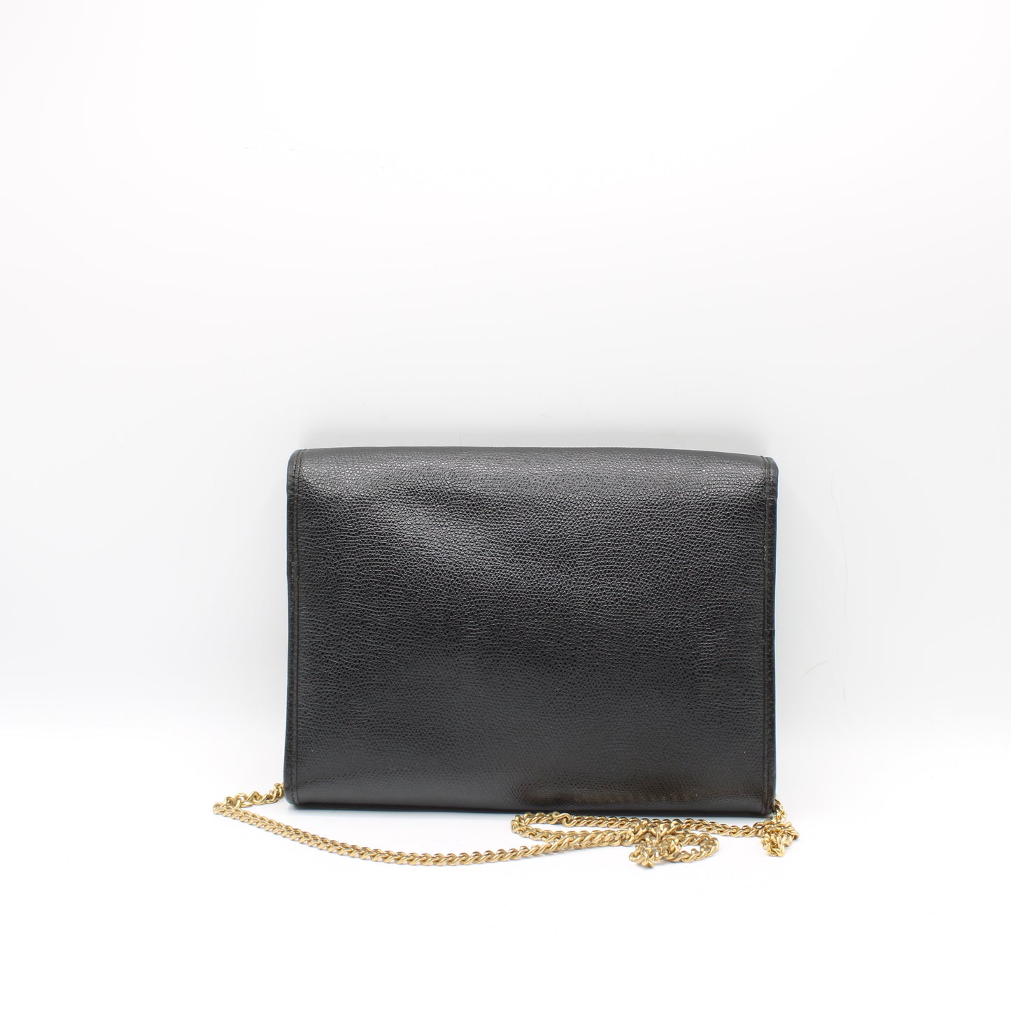 Christian Dior Black Leather Gold Logo Chain Crossbody Bag