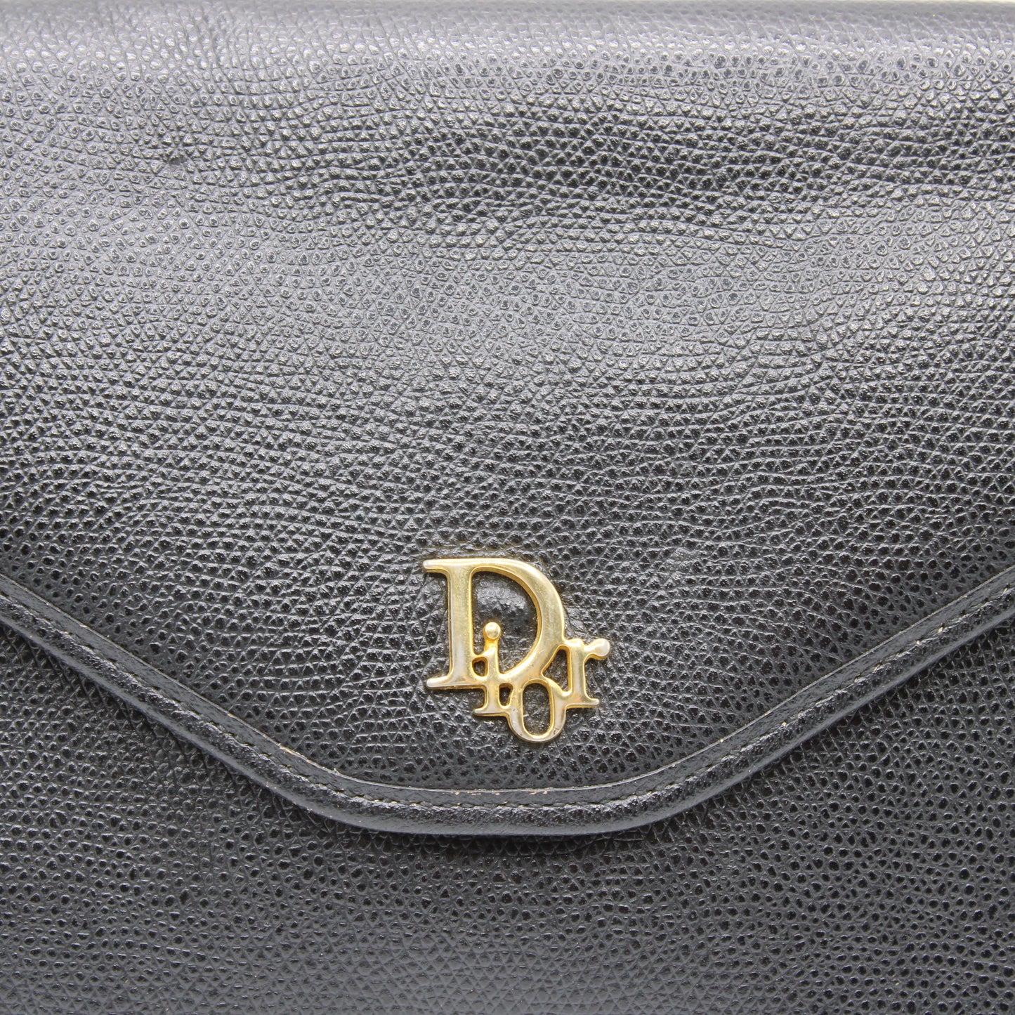 Christian Dior Black Leather Gold Logo Chain Crossbody Bag