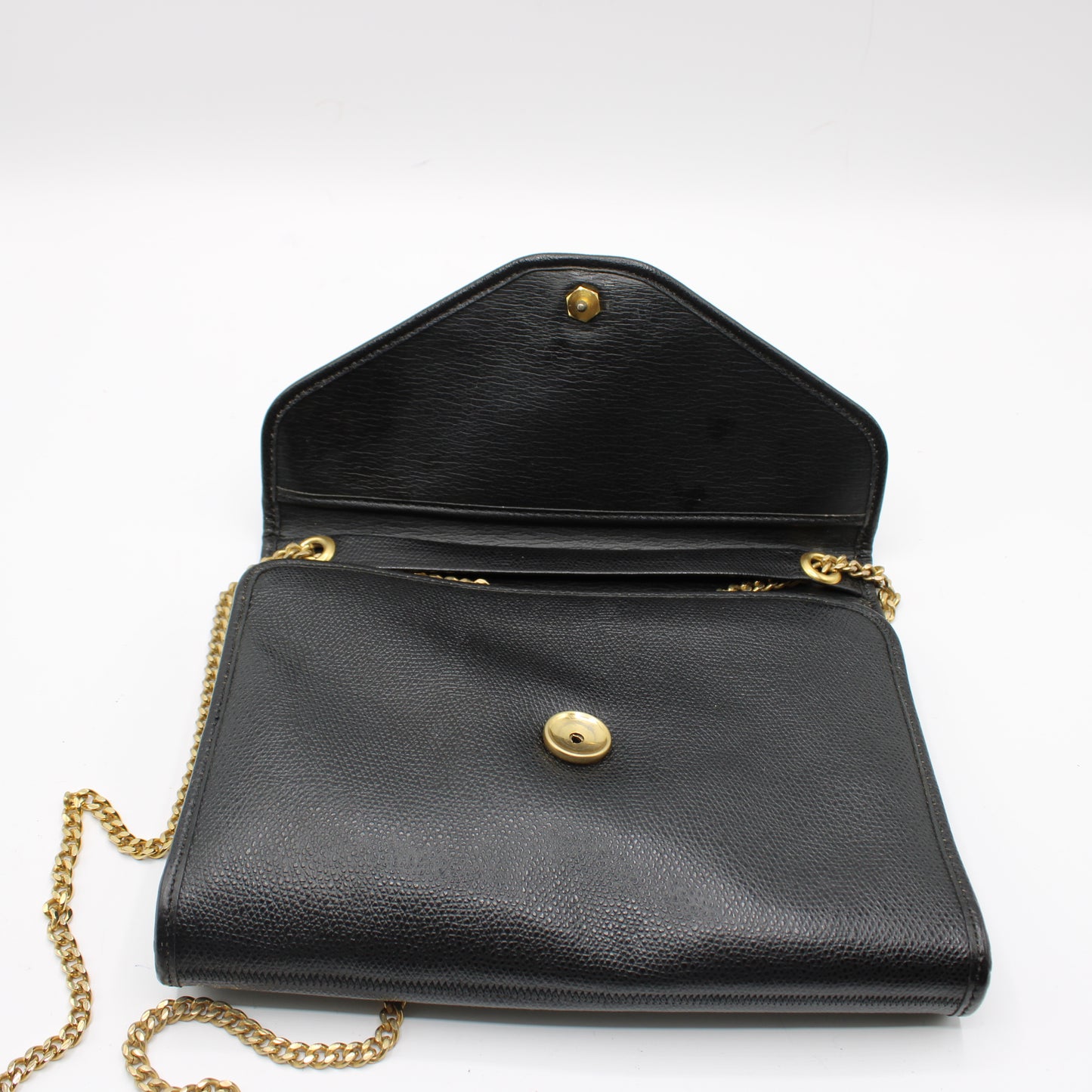 Christian Dior Black Leather Gold Logo Chain Crossbody Bag