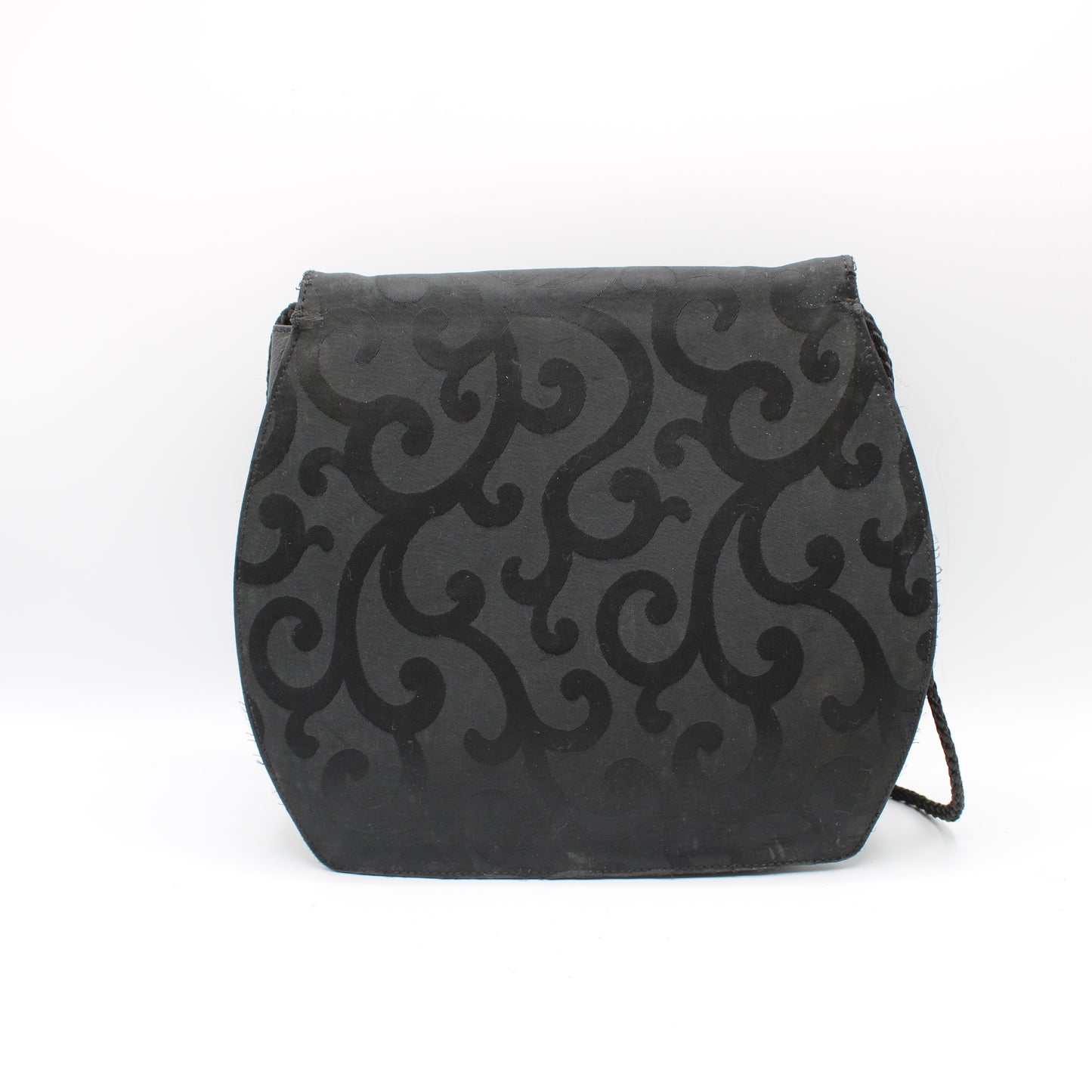 Yves Saint Laurent Black Satin Scroll Pattern Crossbody Shoulder Bag