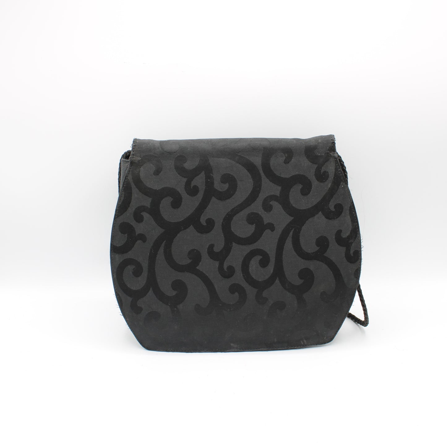 Yves Saint Laurent Black Satin Scroll Pattern Crossbody Shoulder Bag