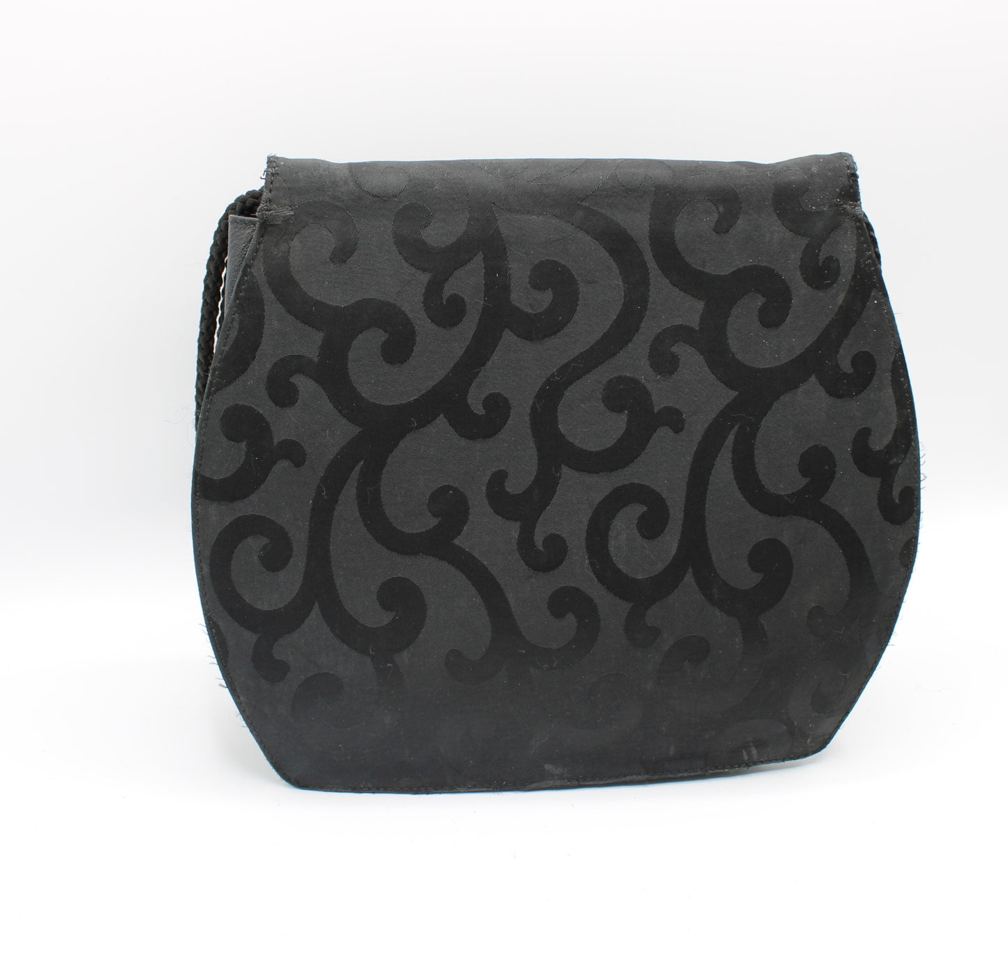 Yves Saint Laurent Black Satin Scroll Pattern Crossbody Shoulder Bag