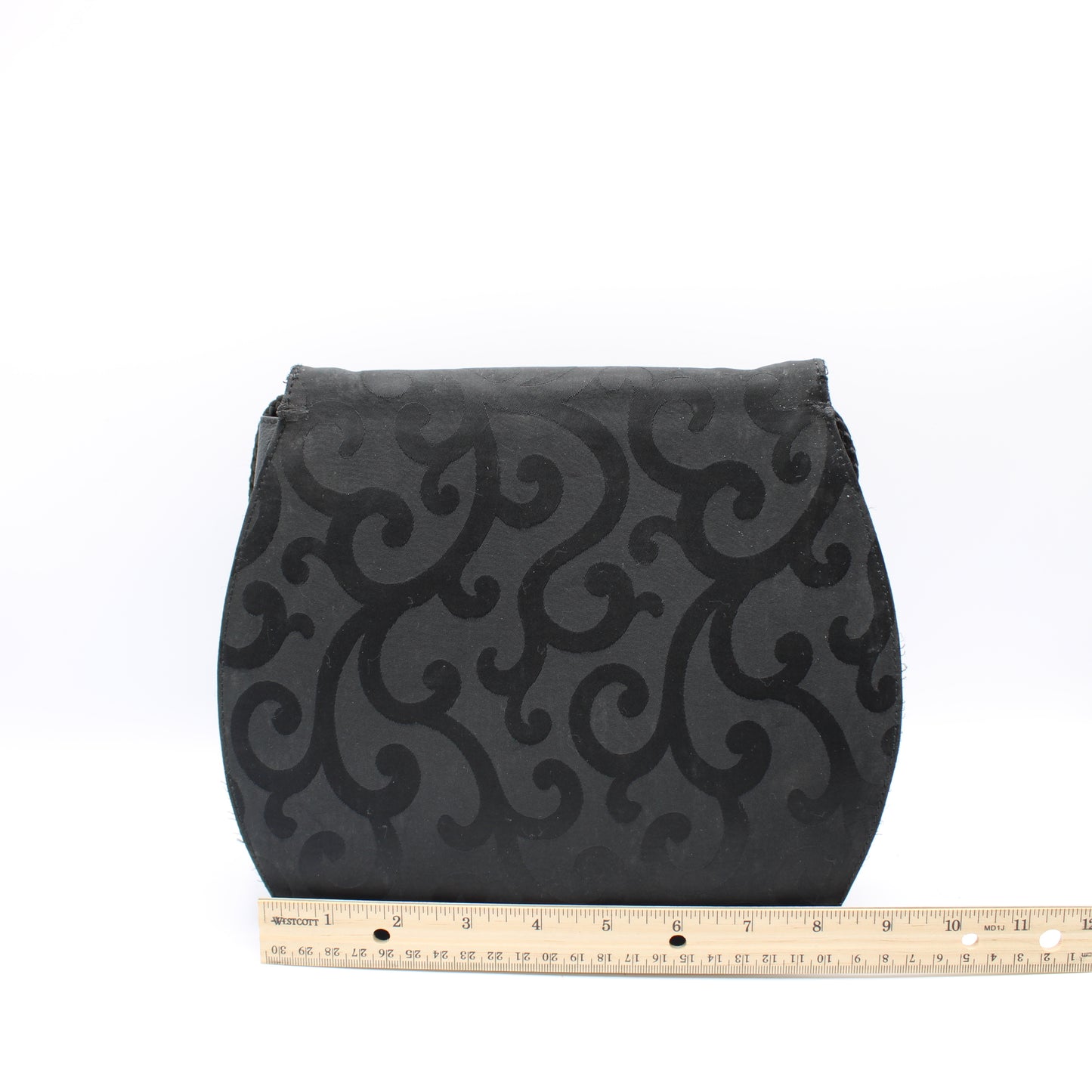 Yves Saint Laurent Black Satin Scroll Pattern Crossbody Shoulder Bag
