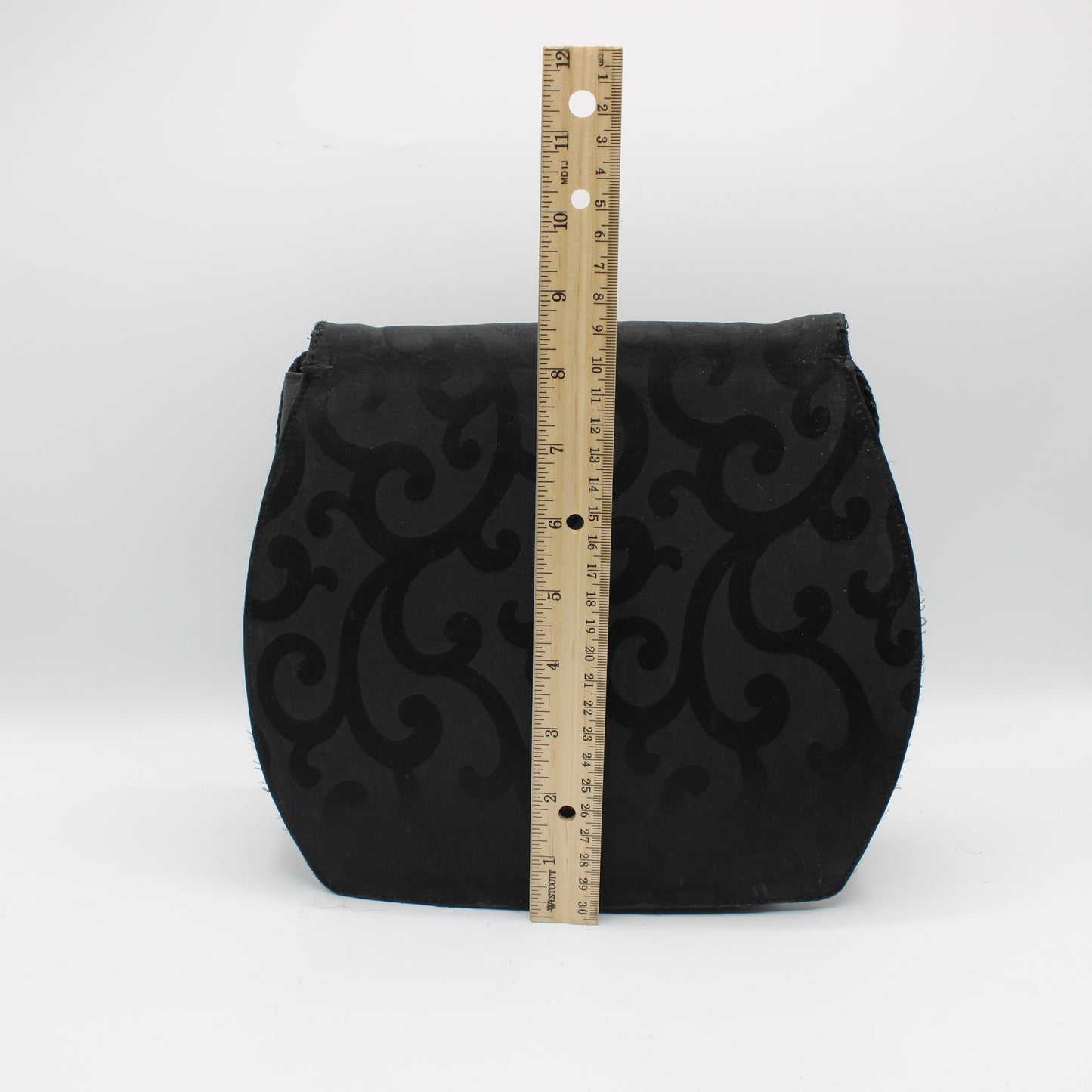 Yves Saint Laurent Black Satin Scroll Pattern Crossbody Shoulder Bag