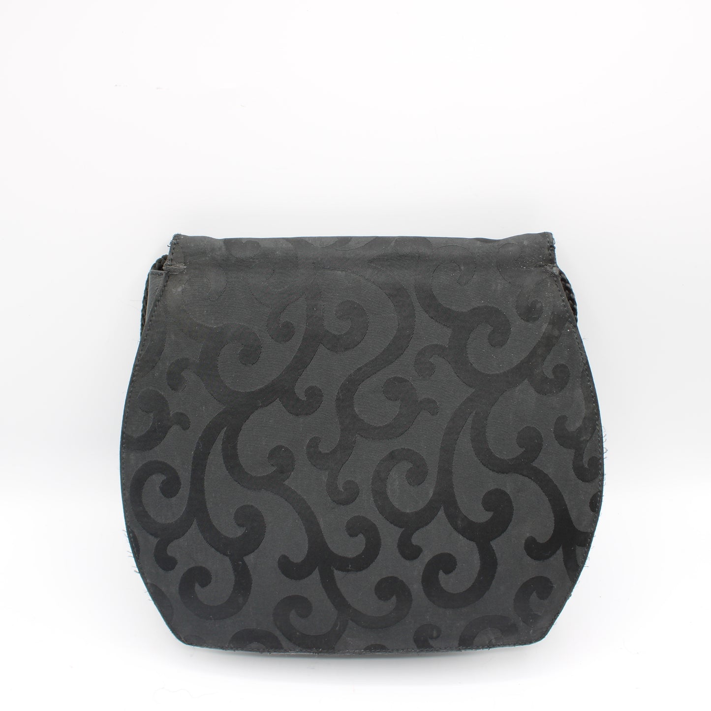Yves Saint Laurent Black Satin Scroll Pattern Crossbody Shoulder Bag