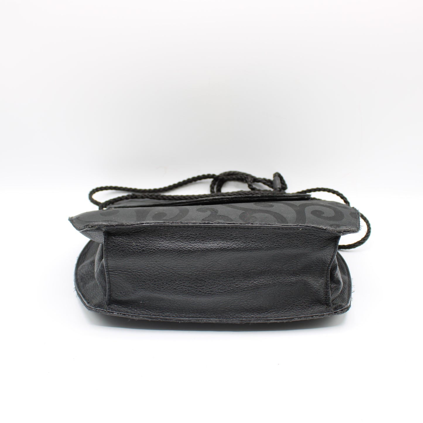 Yves Saint Laurent Black Satin Scroll Pattern Crossbody Shoulder Bag