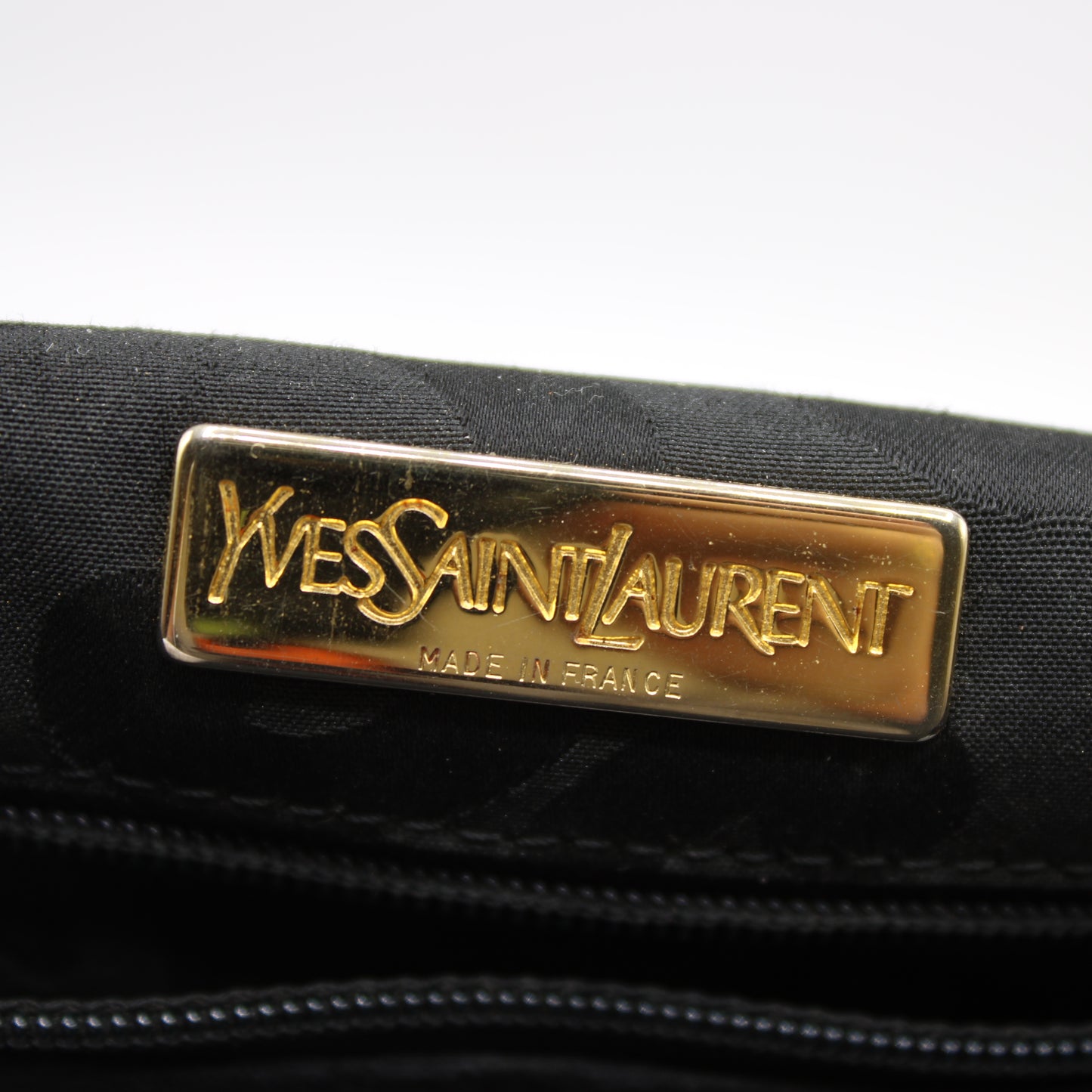 Yves Saint Laurent Black Satin Scroll Pattern Crossbody Shoulder Bag