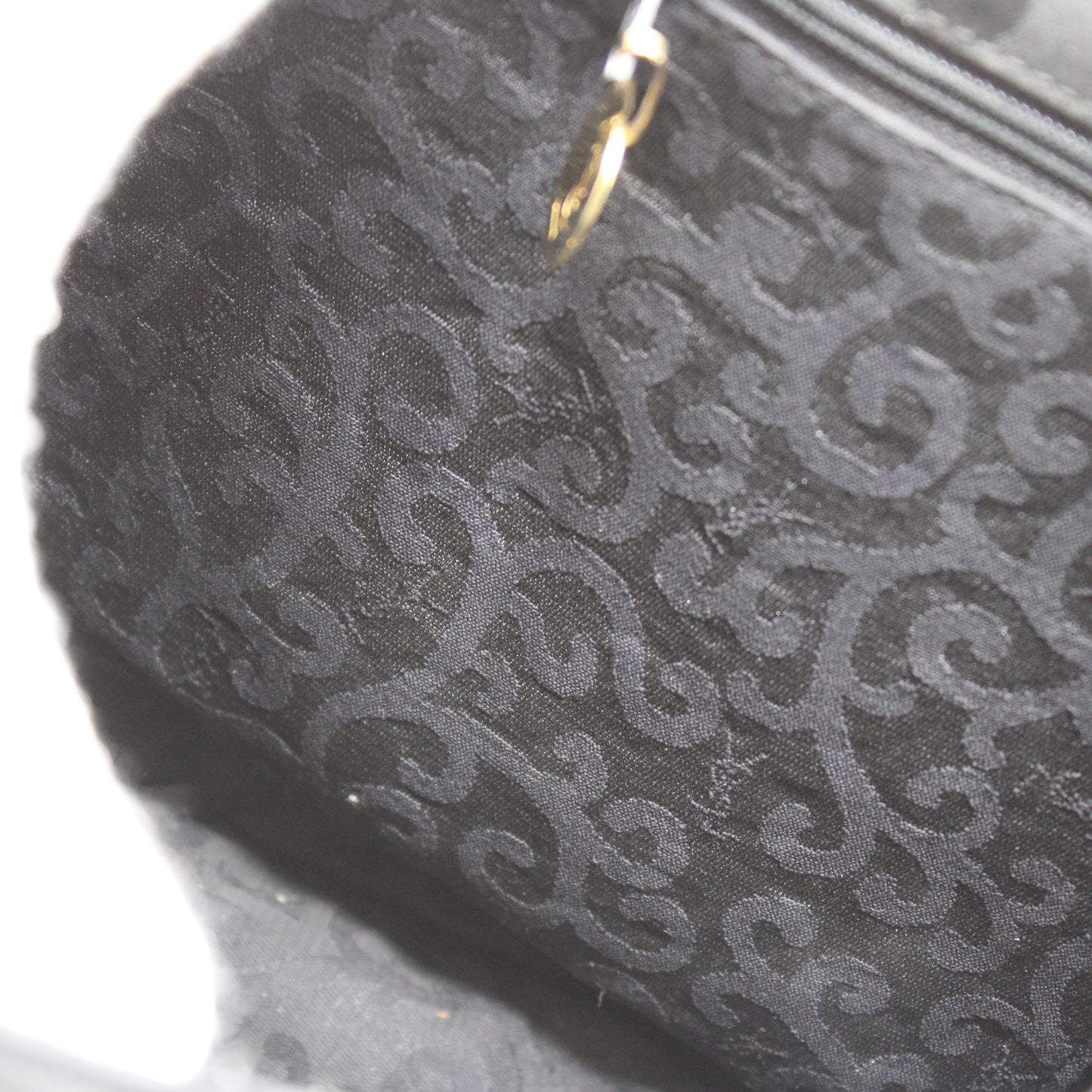 Yves Saint Laurent Black Satin Scroll Pattern Crossbody Shoulder Bag