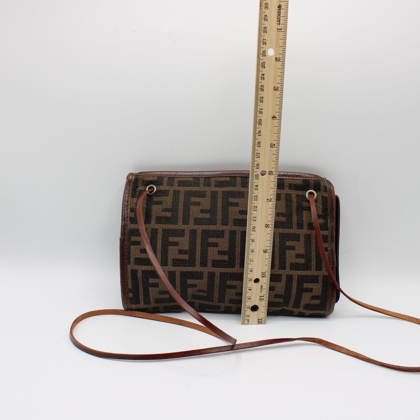 Fendi Brown Zucca Canvas Leather Crossbody Bag