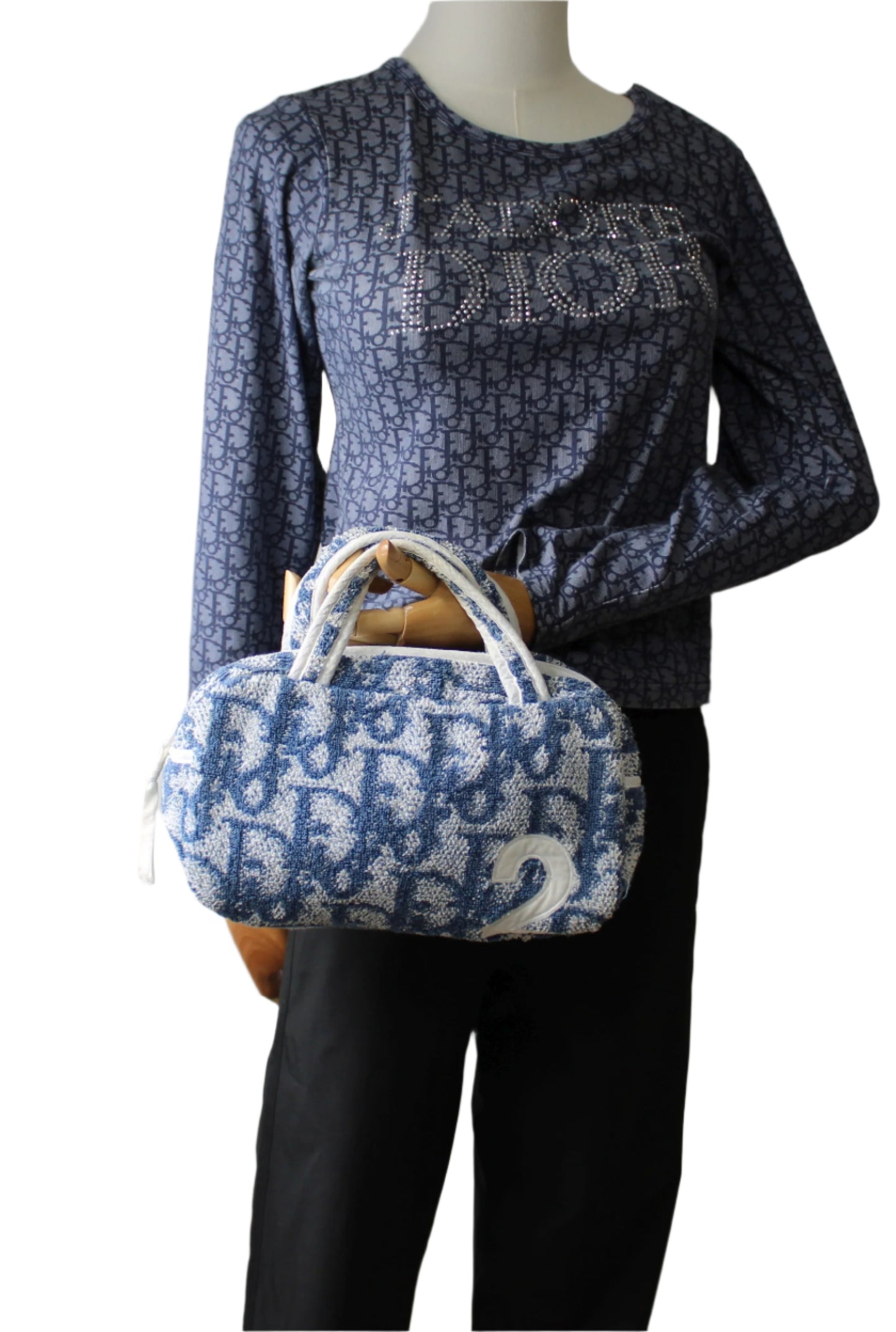 Christian Dior Blue Terry Cloth Diorissimo Mini Tote Bag