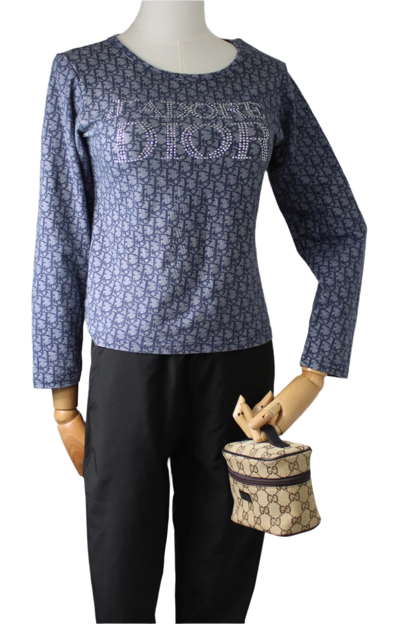 Gucci Beige Brown GG Canvas Leather Mini Vanity Hand Bag