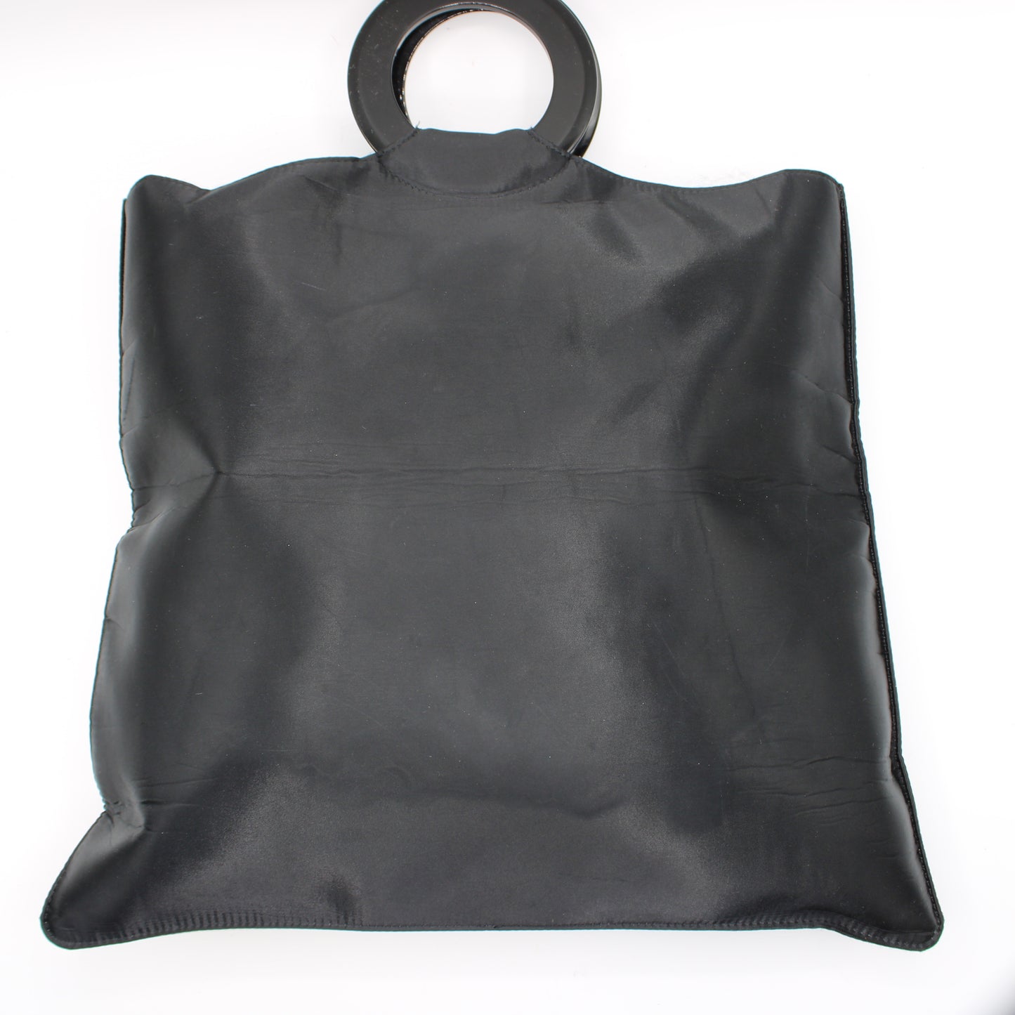 Yves Saint Laurent Black White Cloth Logo Ring Handle Tote Bag