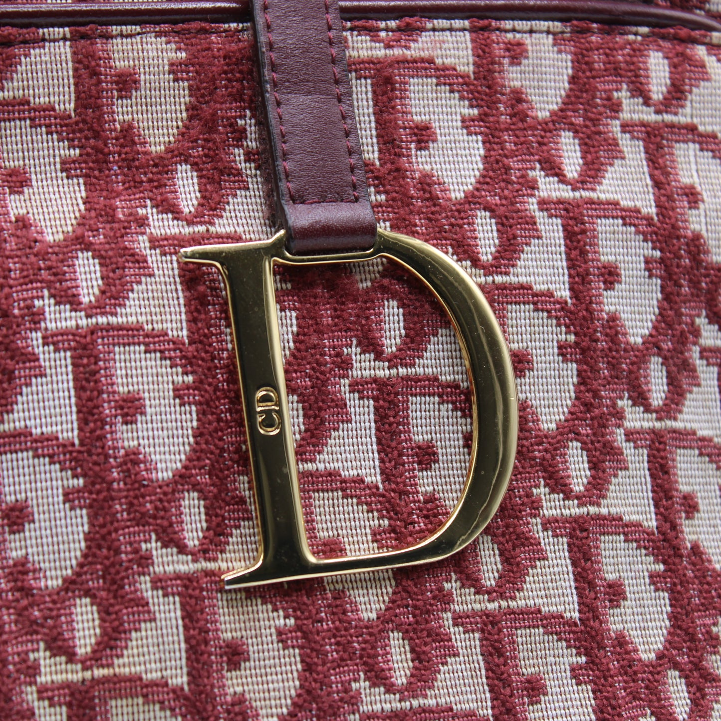 Christian Dior Burgundy Trotter Canvas Leather Hand Bag