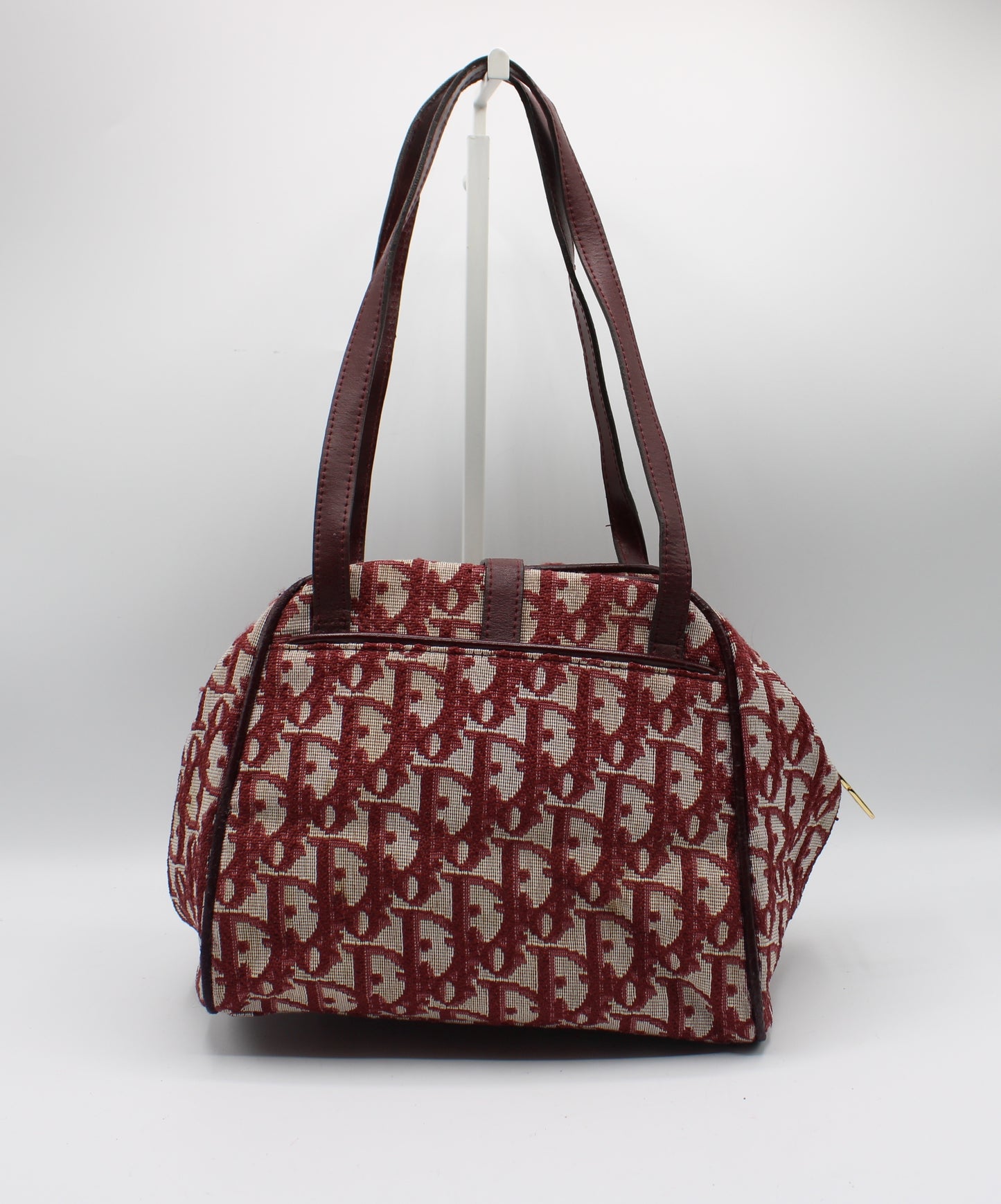 Christian Dior Burgundy Trotter Canvas Leather Hand Bag
