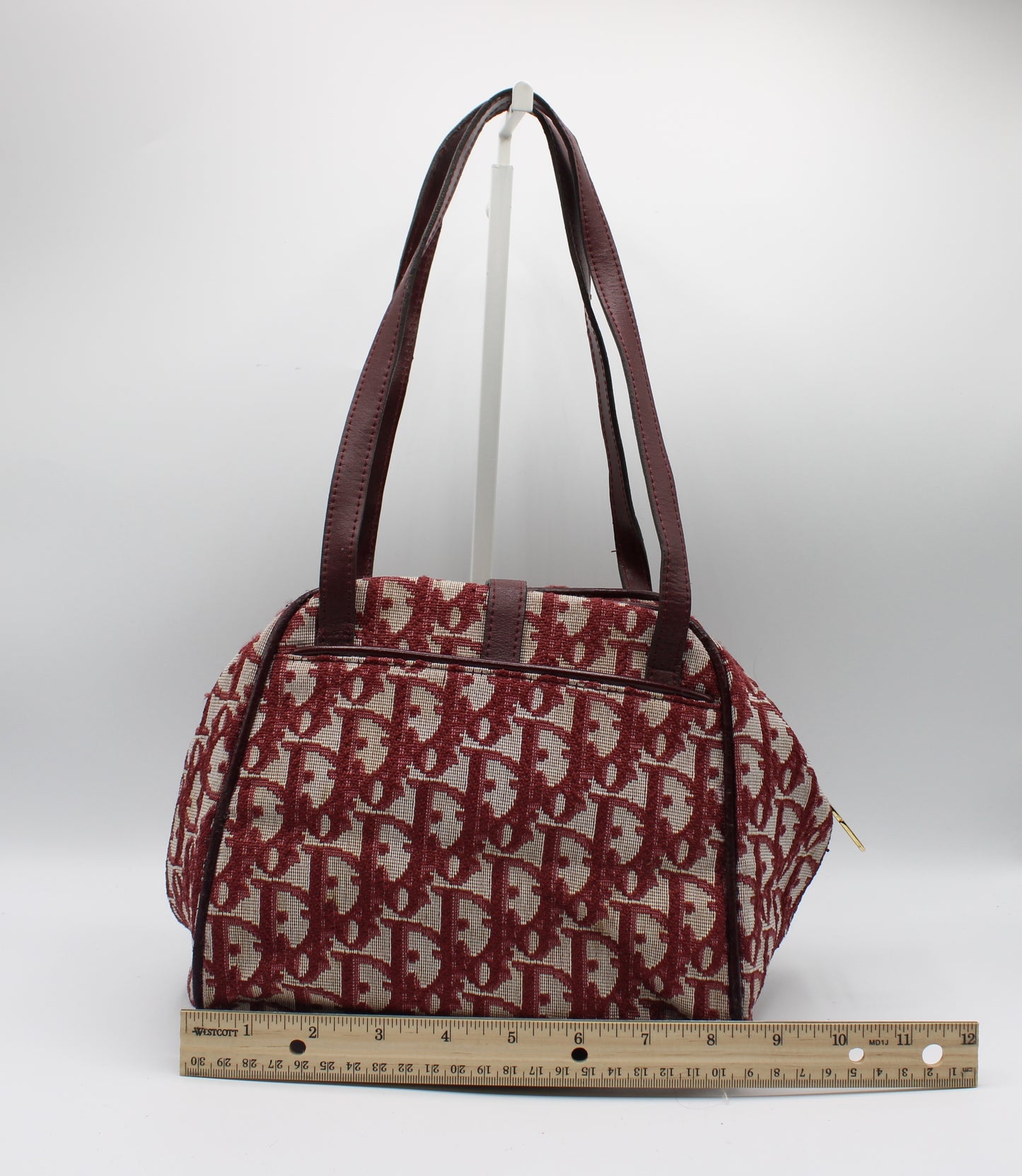 Christian Dior Burgundy Trotter Canvas Leather Hand Bag