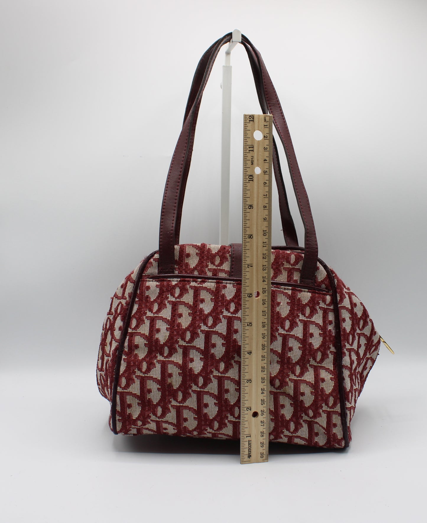 Christian Dior Burgundy Trotter Canvas Leather Hand Bag