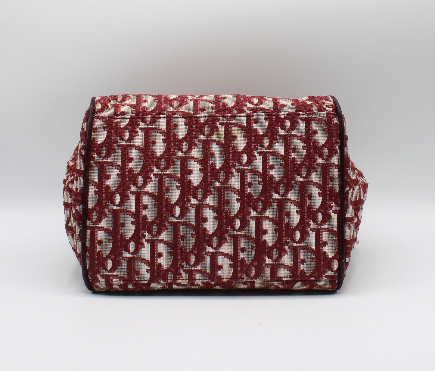 Christian Dior Burgundy Trotter Canvas Leather Hand Bag