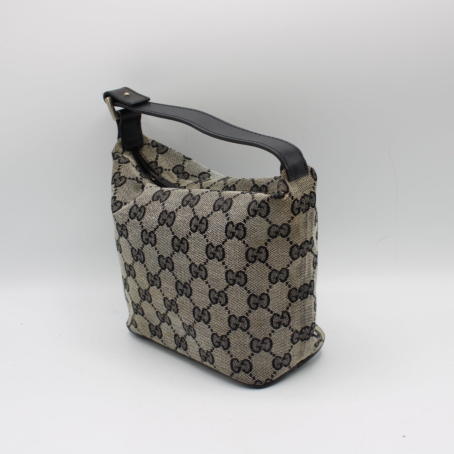 Gucci Beige GG Canvas Mini Bag Black Leather Strap Handbag