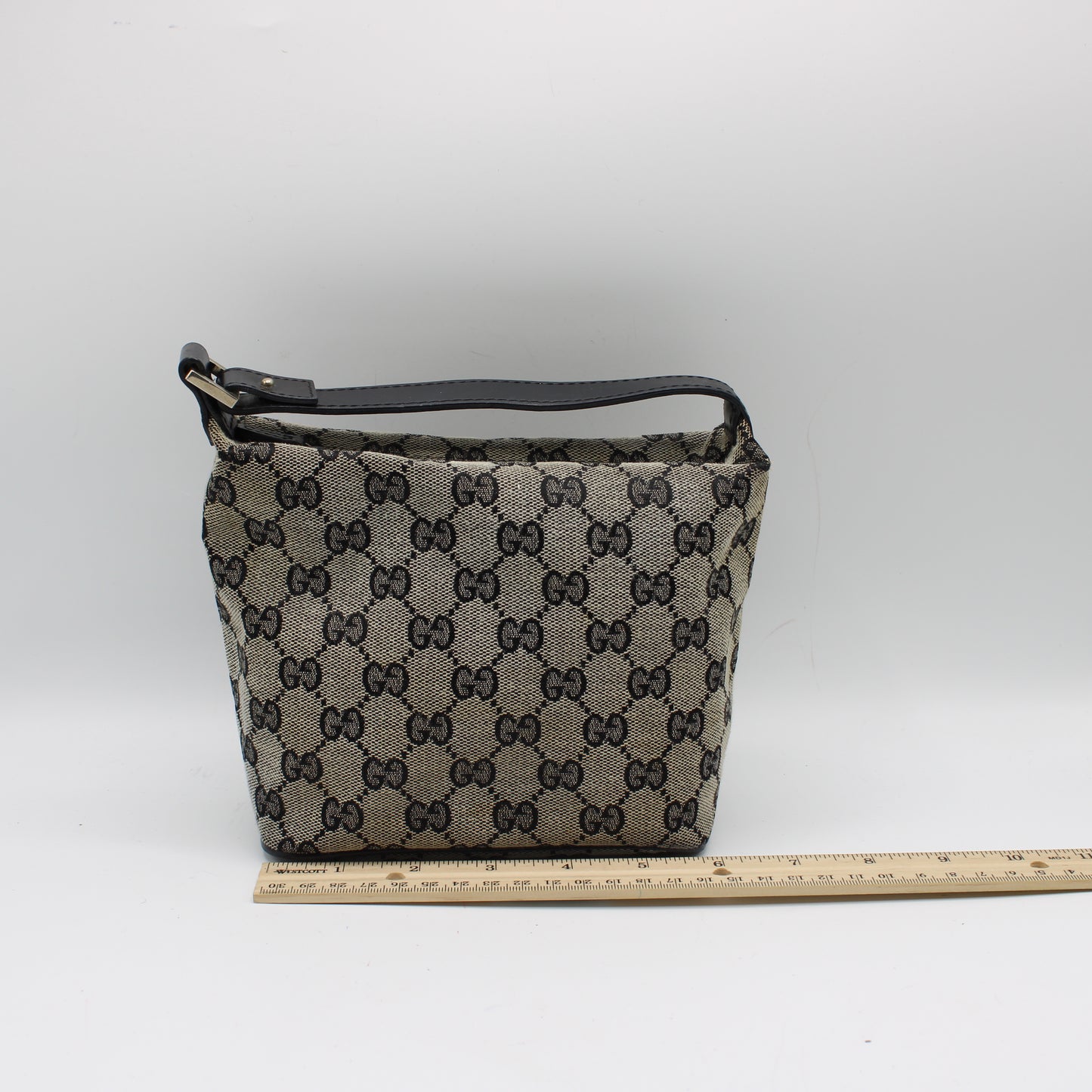 Gucci Beige GG Canvas Mini Bag Black Leather Strap Handbag