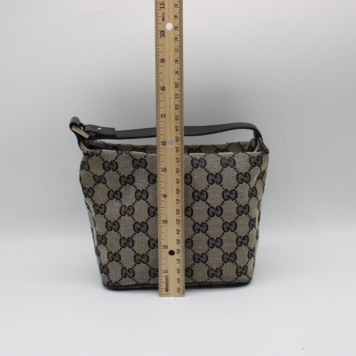 Gucci Beige GG Canvas Mini Bag Black Leather Strap Handbag