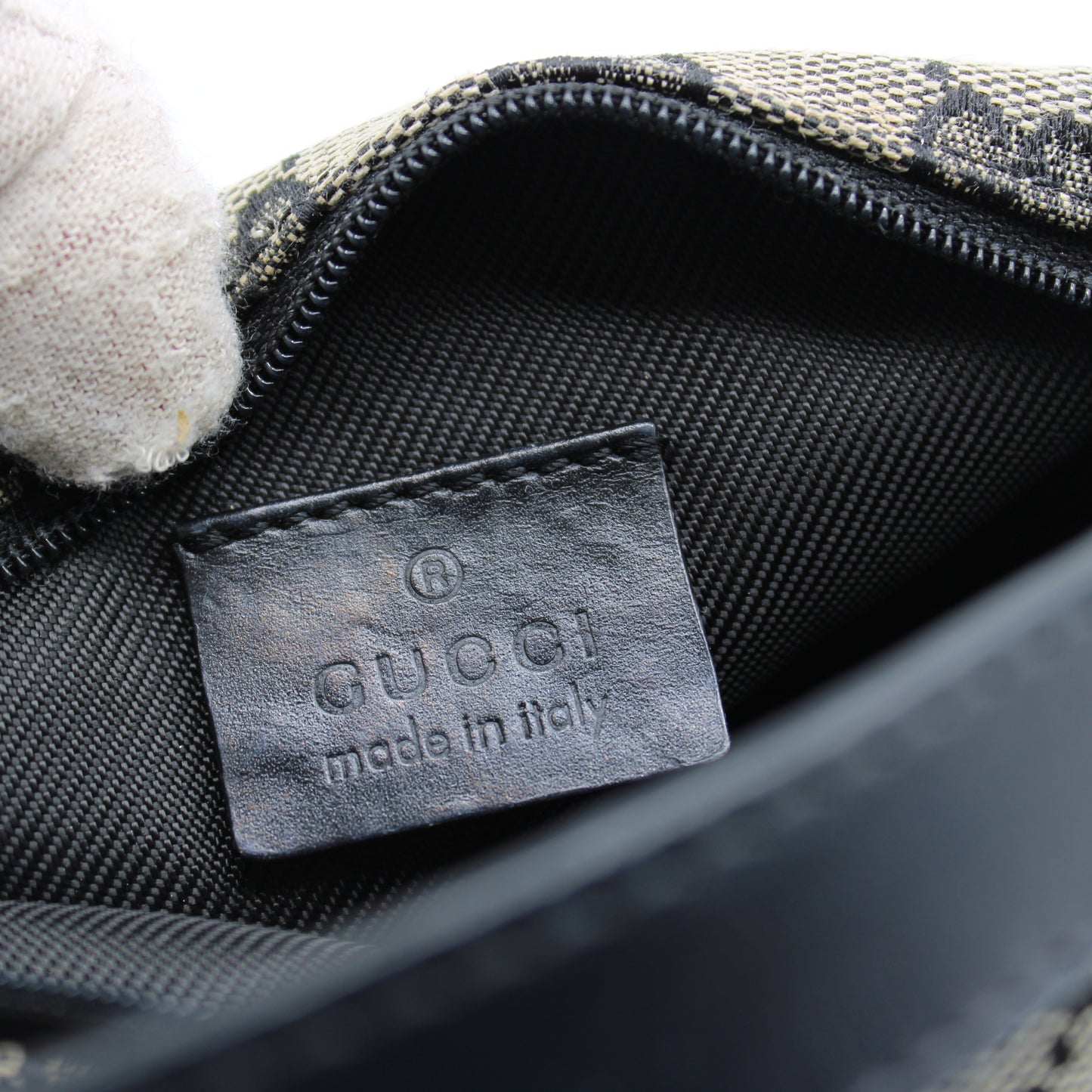 Gucci Beige GG Canvas Mini Bag Black Leather Strap Handbag