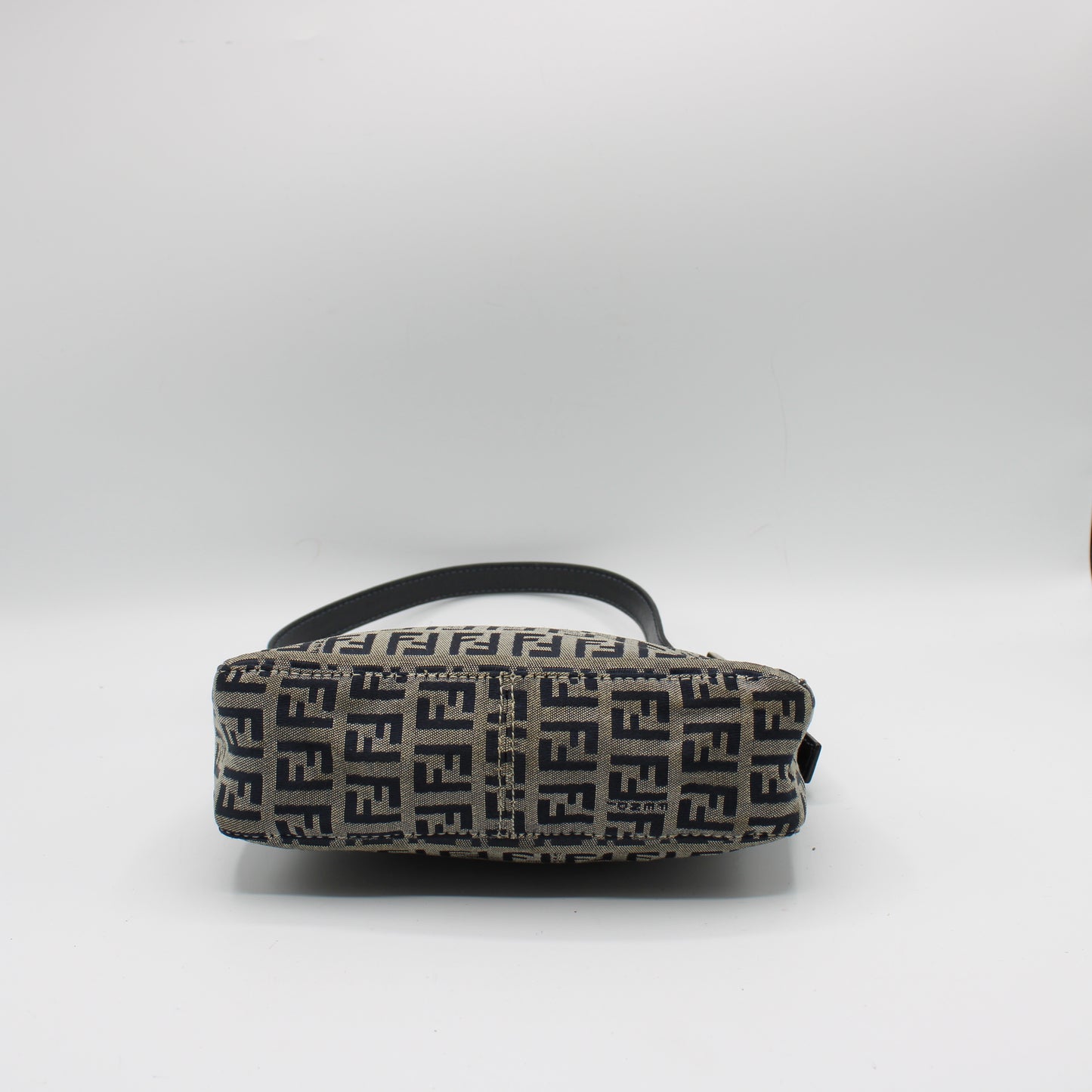 Fendi Brown Zucca Canvas and Navy Leather Mini Shoulder Bag