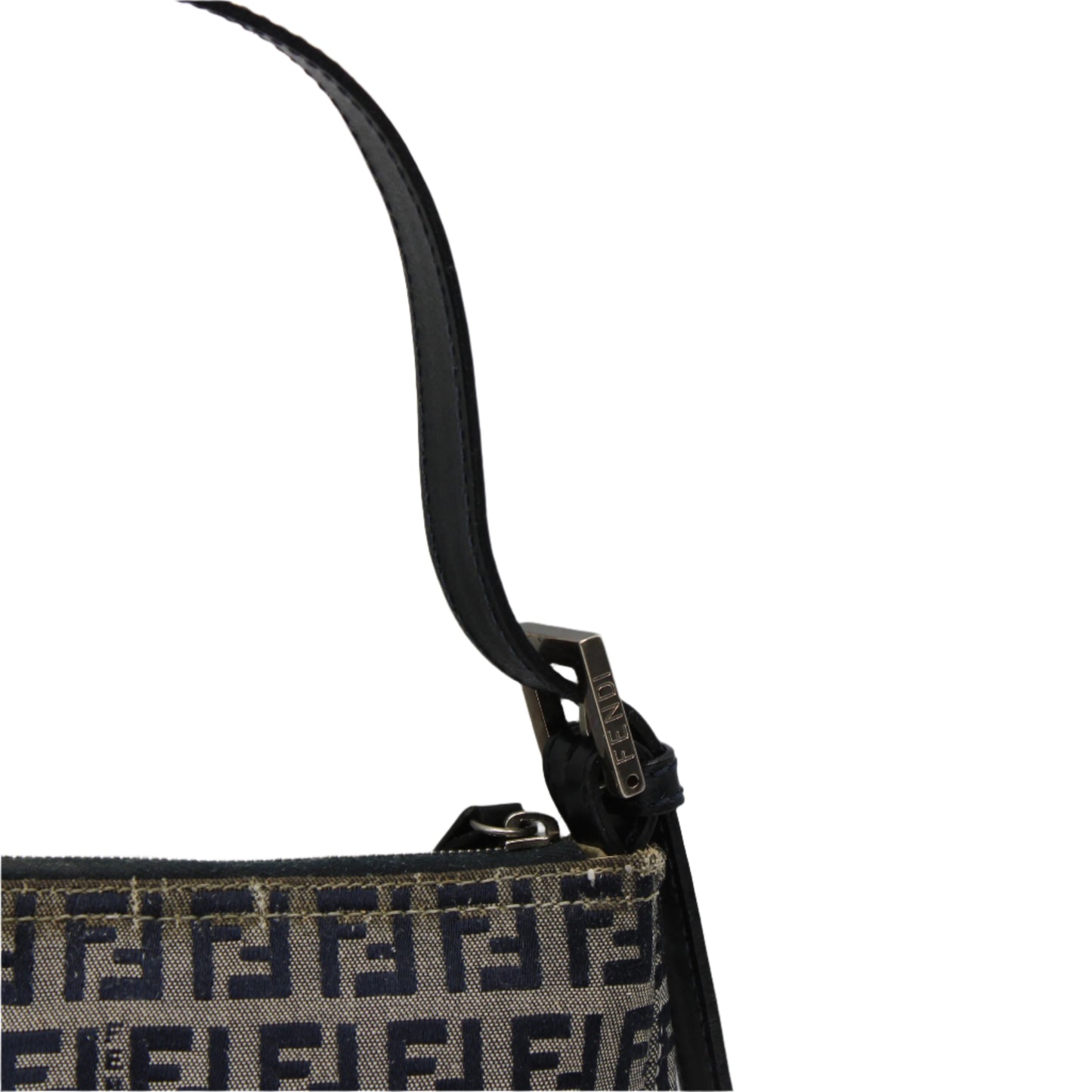 Fendi Brown Zucca Canvas and Navy Leather Mini Shoulder Bag