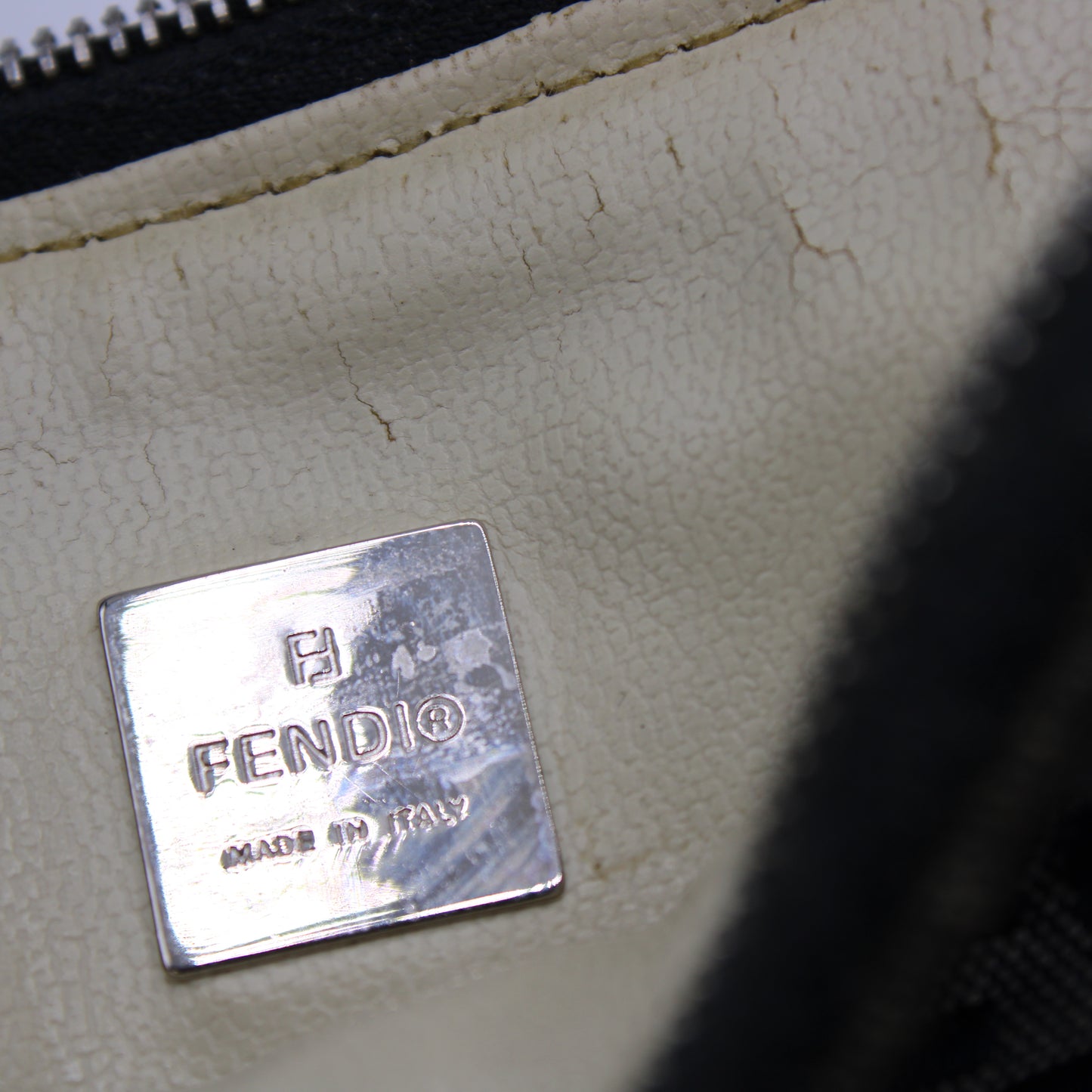 Fendi Brown Zucca Canvas and Navy Leather Mini Shoulder Bag
