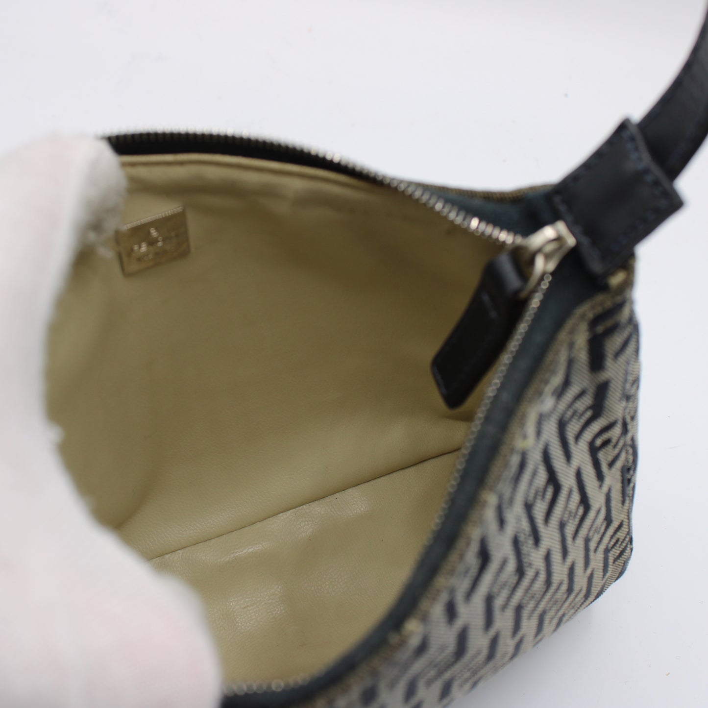 Fendi Brown Zucca Canvas and Navy Leather Mini Shoulder Bag