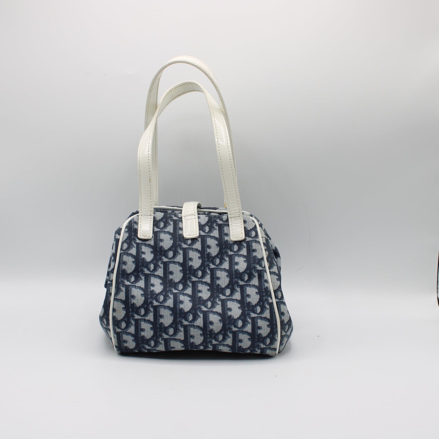 Christian Dior Navy Canvas Trotter D Logo Mini Handbag