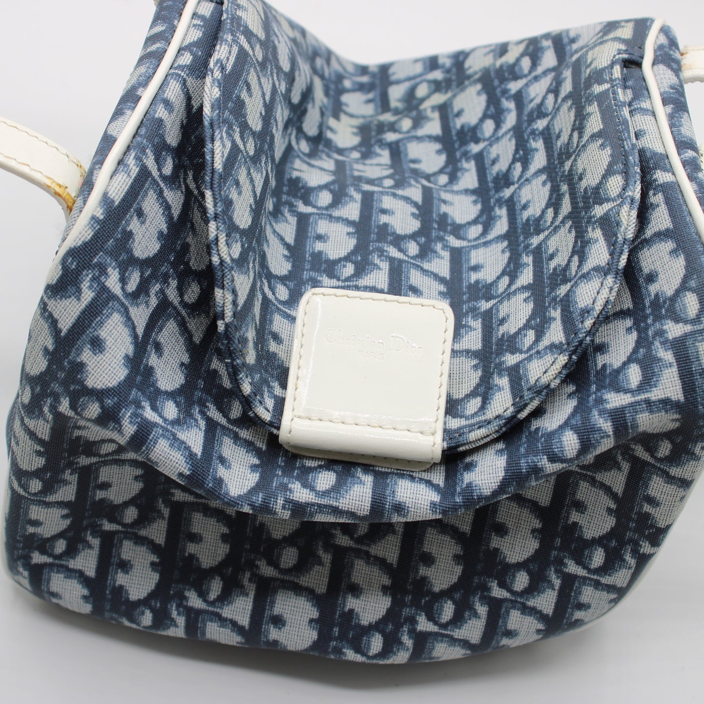 Christian Dior Navy Canvas Trotter D Logo Mini Handbag