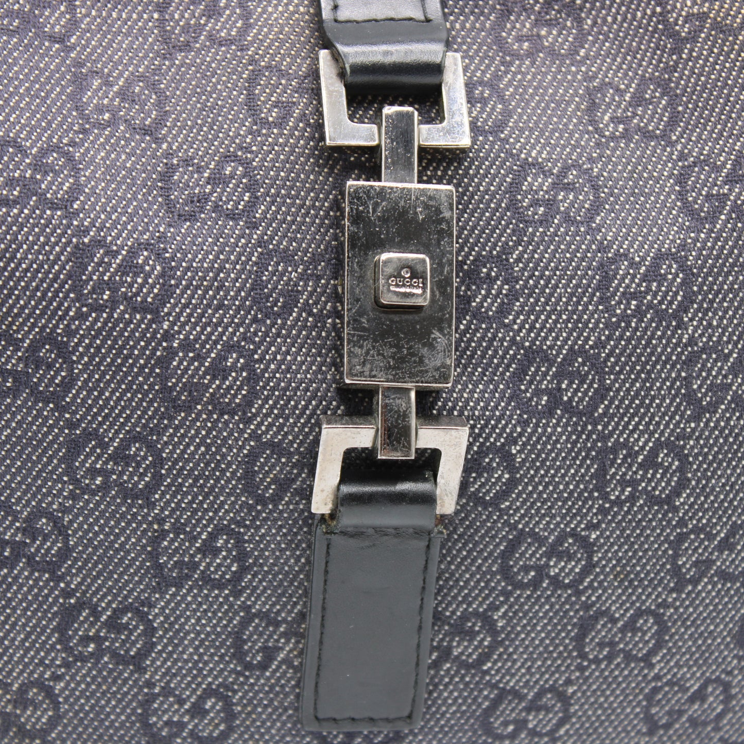 Gucci Black GG Denim Leather Jackie Handbag