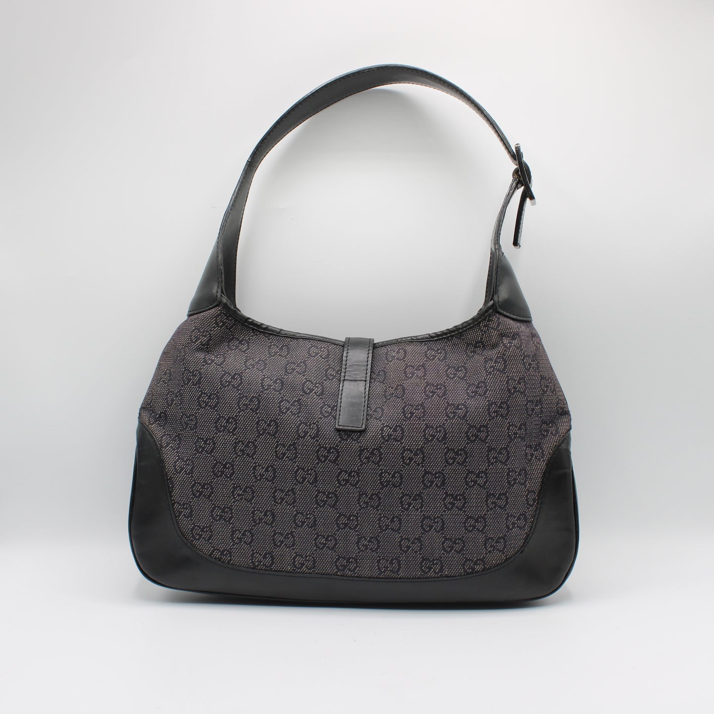Gucci Black GG Denim Leather Jackie Handbag