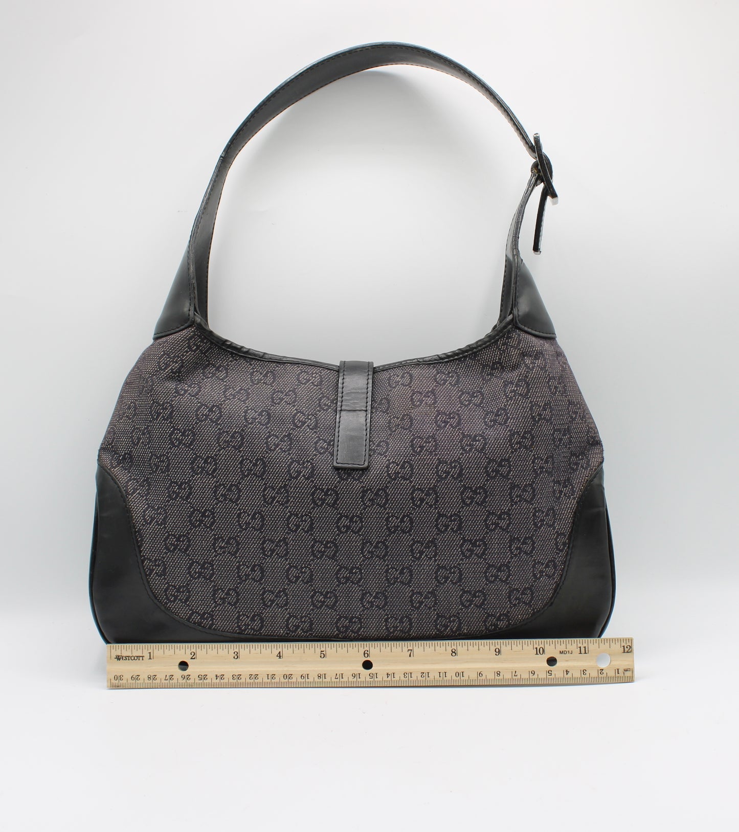 Gucci Black GG Denim Leather Jackie Handbag