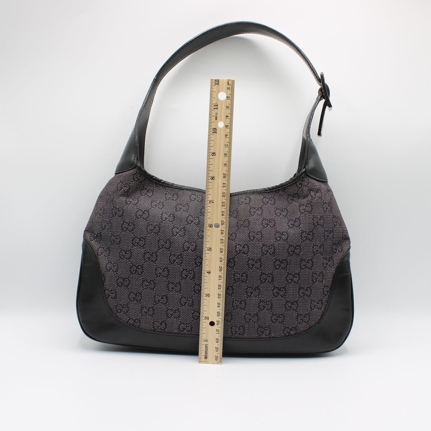 Gucci Black GG Denim Leather Jackie Handbag