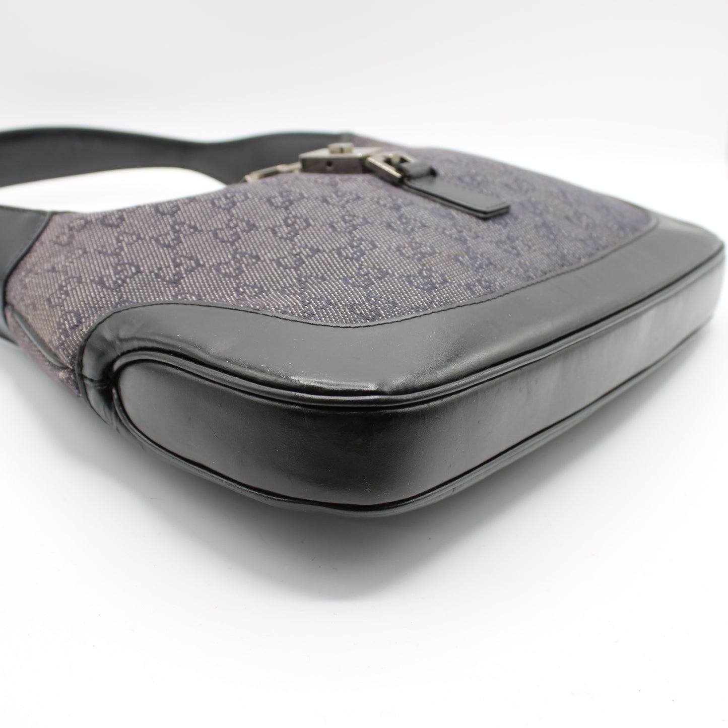 Gucci Black GG Denim Leather Jackie Handbag