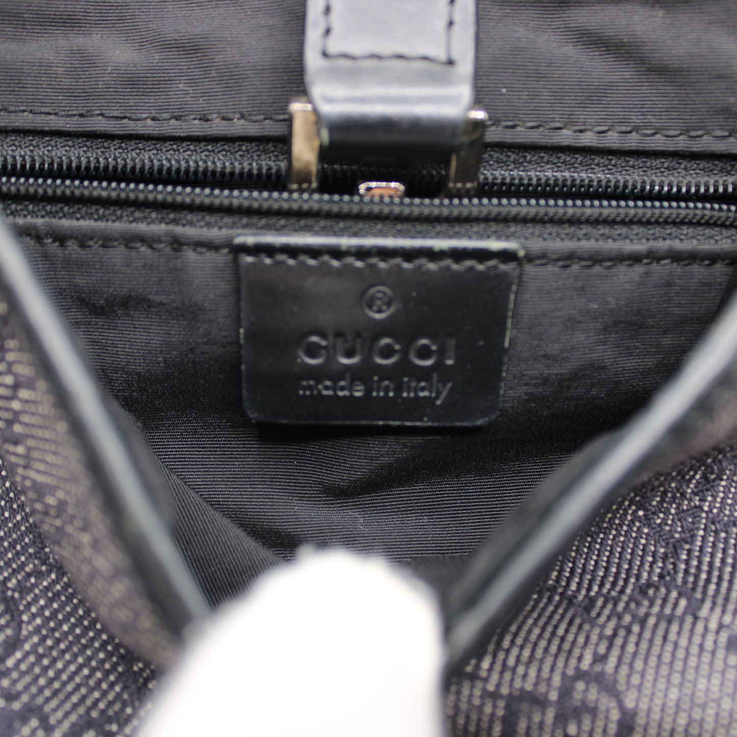 Gucci Black GG Denim Leather Jackie Handbag