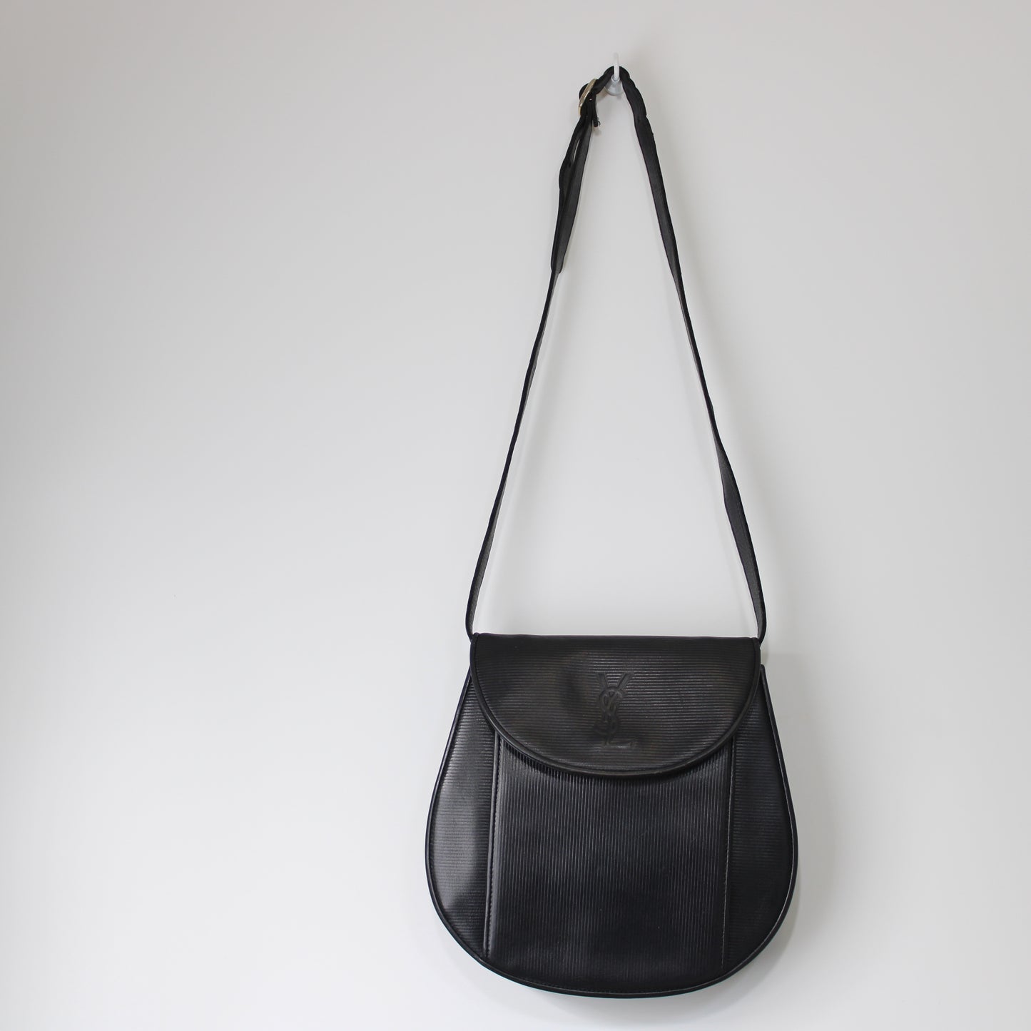 Yves Saint Laurent Black Leather Crossbody Flap Bag